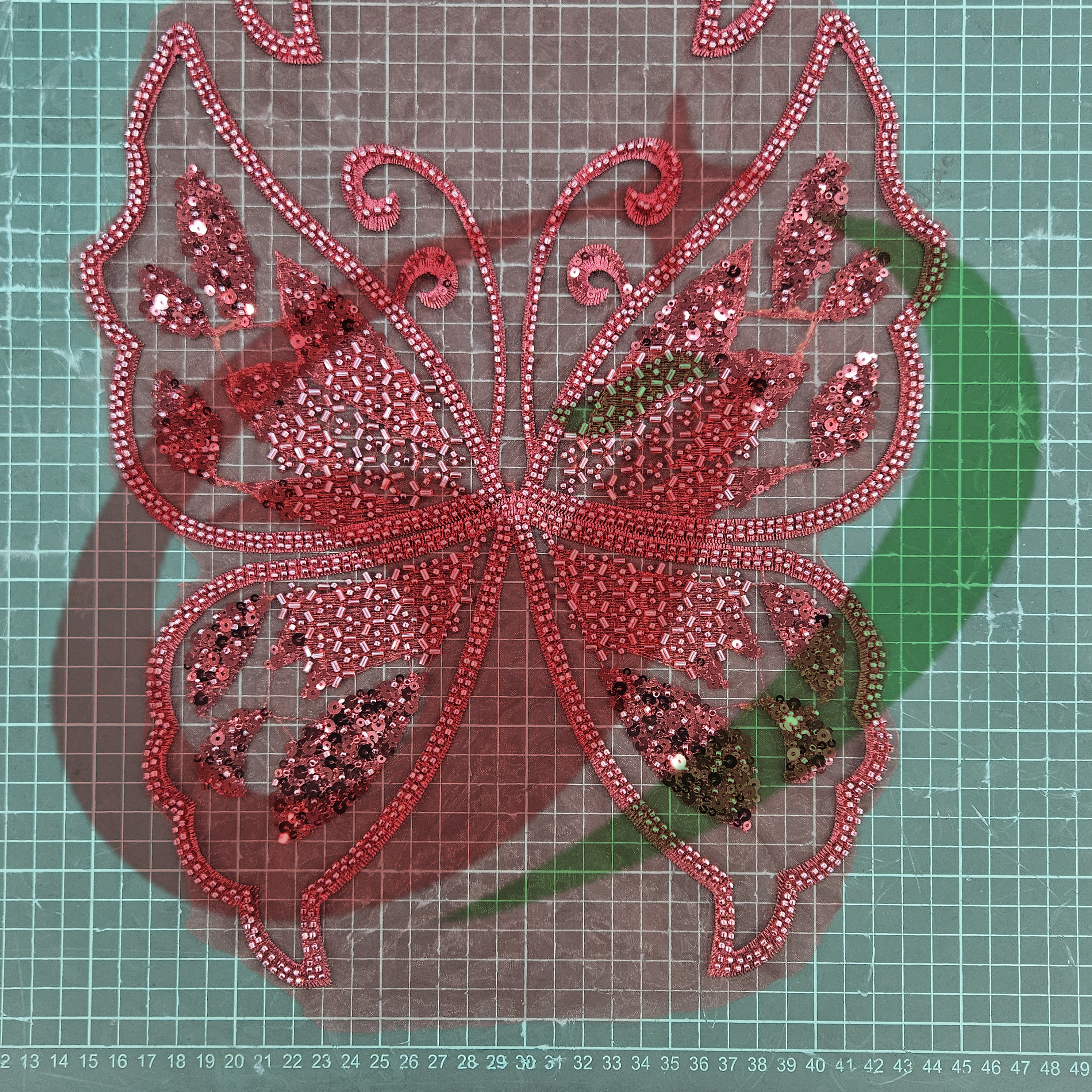 Butterfly glass bead mesh lace YS5187#-1