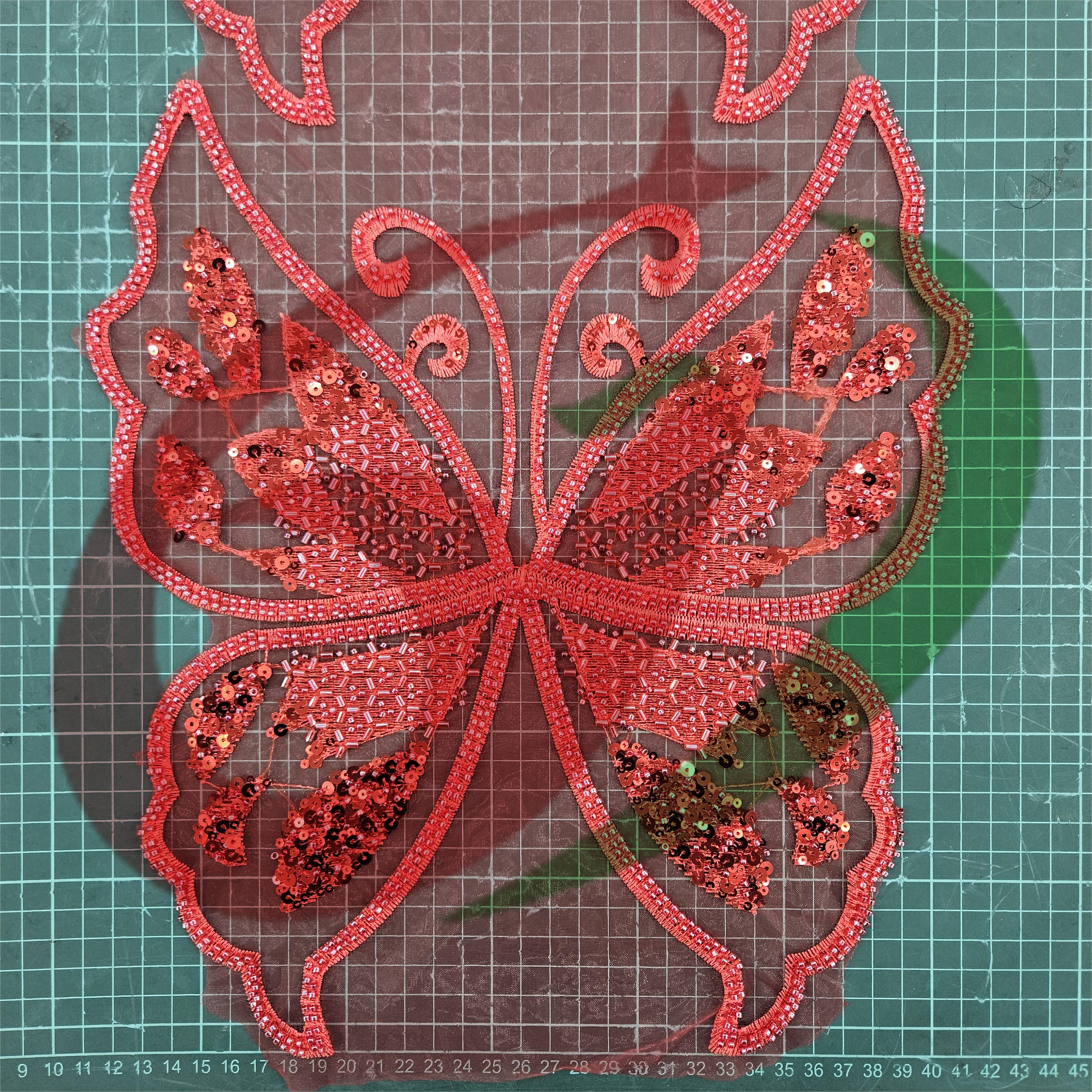 Butterfly glass bead mesh lace YS5187#-2