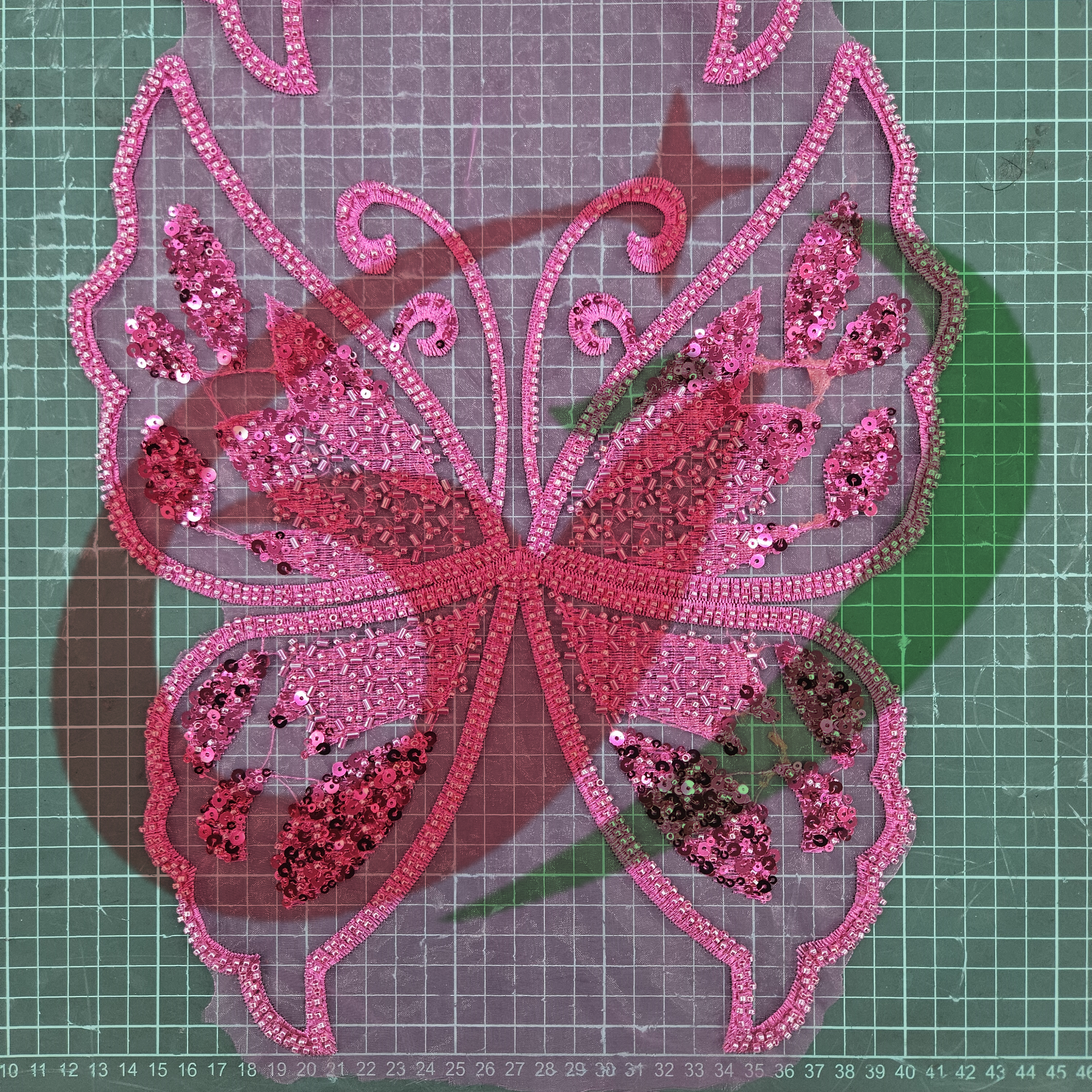 Butterfly glass bead mesh lace YS5187#-2