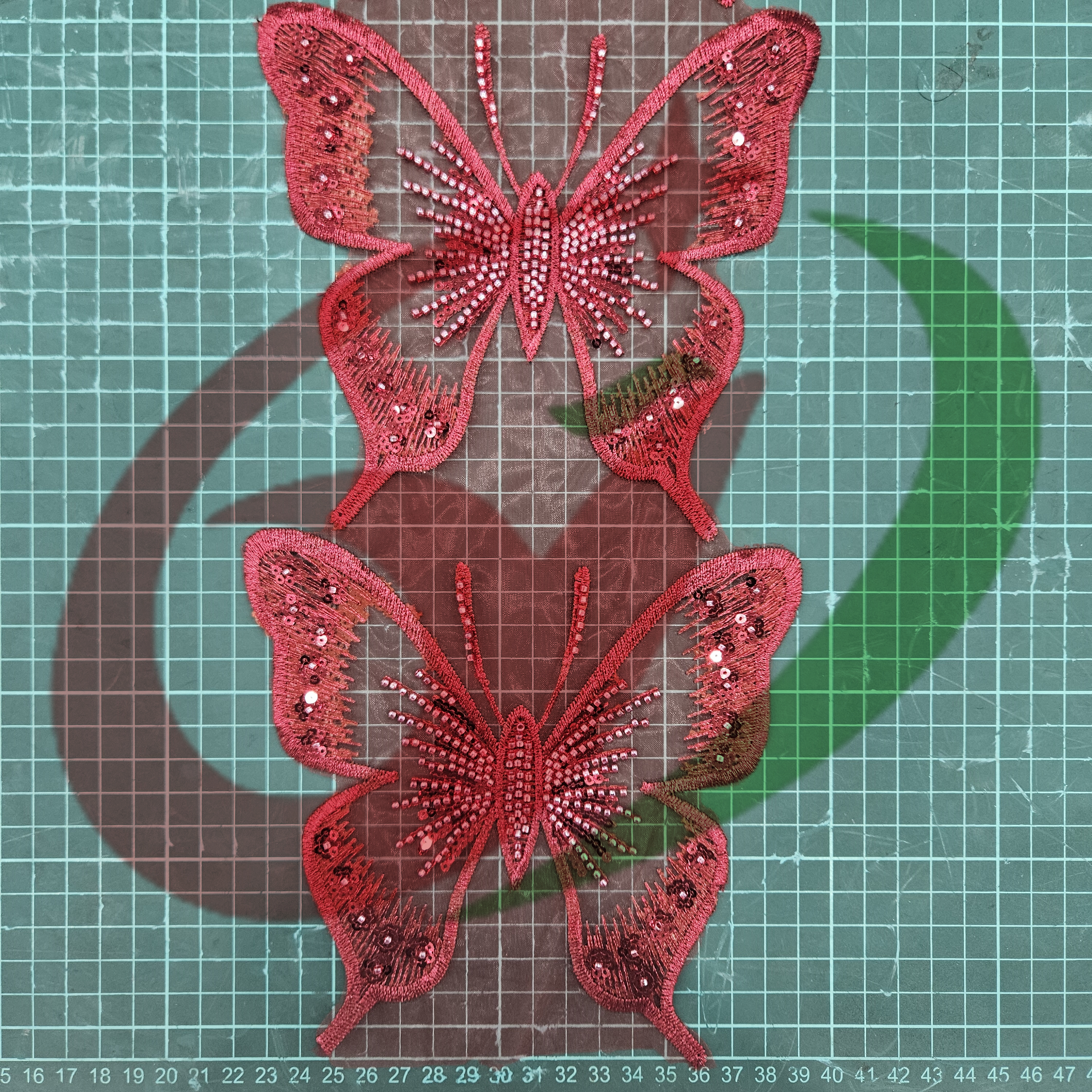 Butterfly glass bead mesh lace YS5169#-1