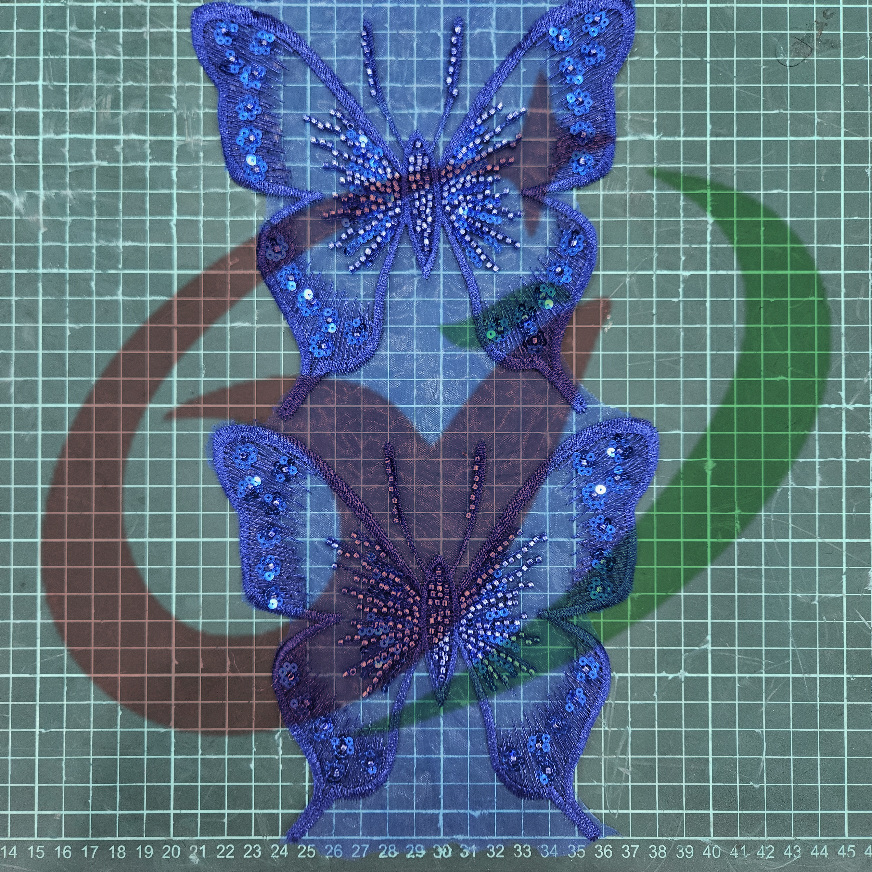 Butterfly glass bead mesh lace YS5169#-2