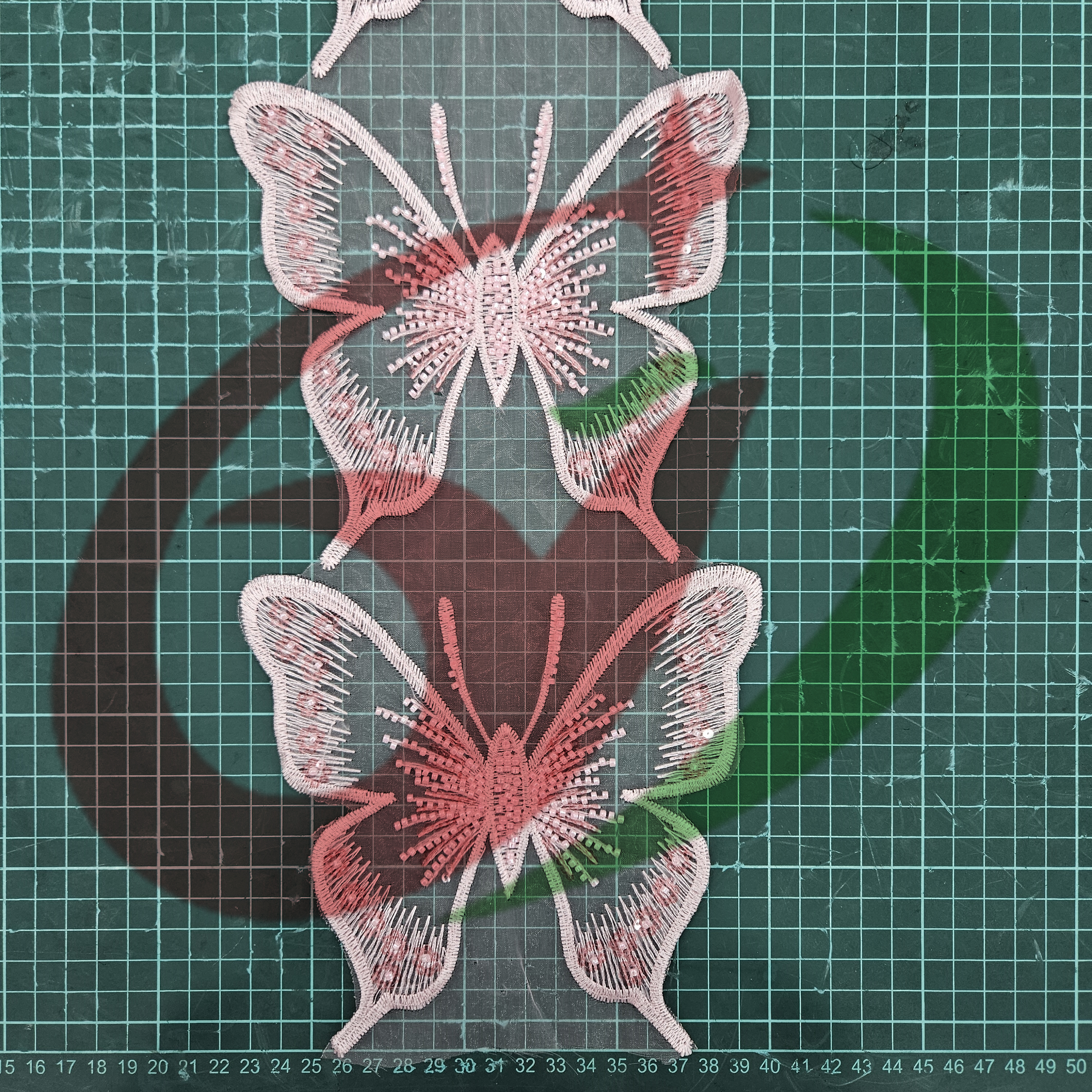 Butterfly glass bead mesh lace YS5169#-1