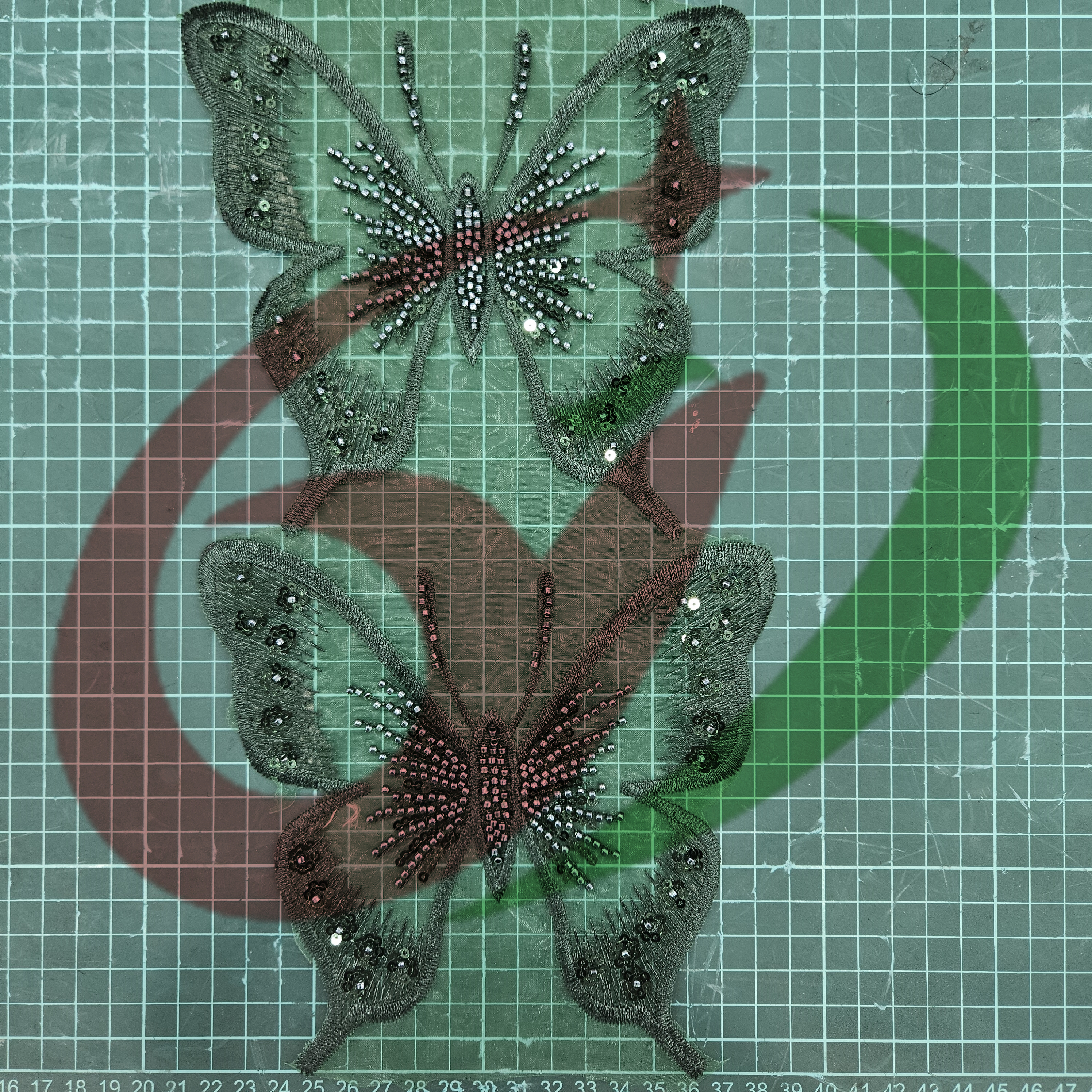 Butterfly glass bead mesh lace YS5169#-2