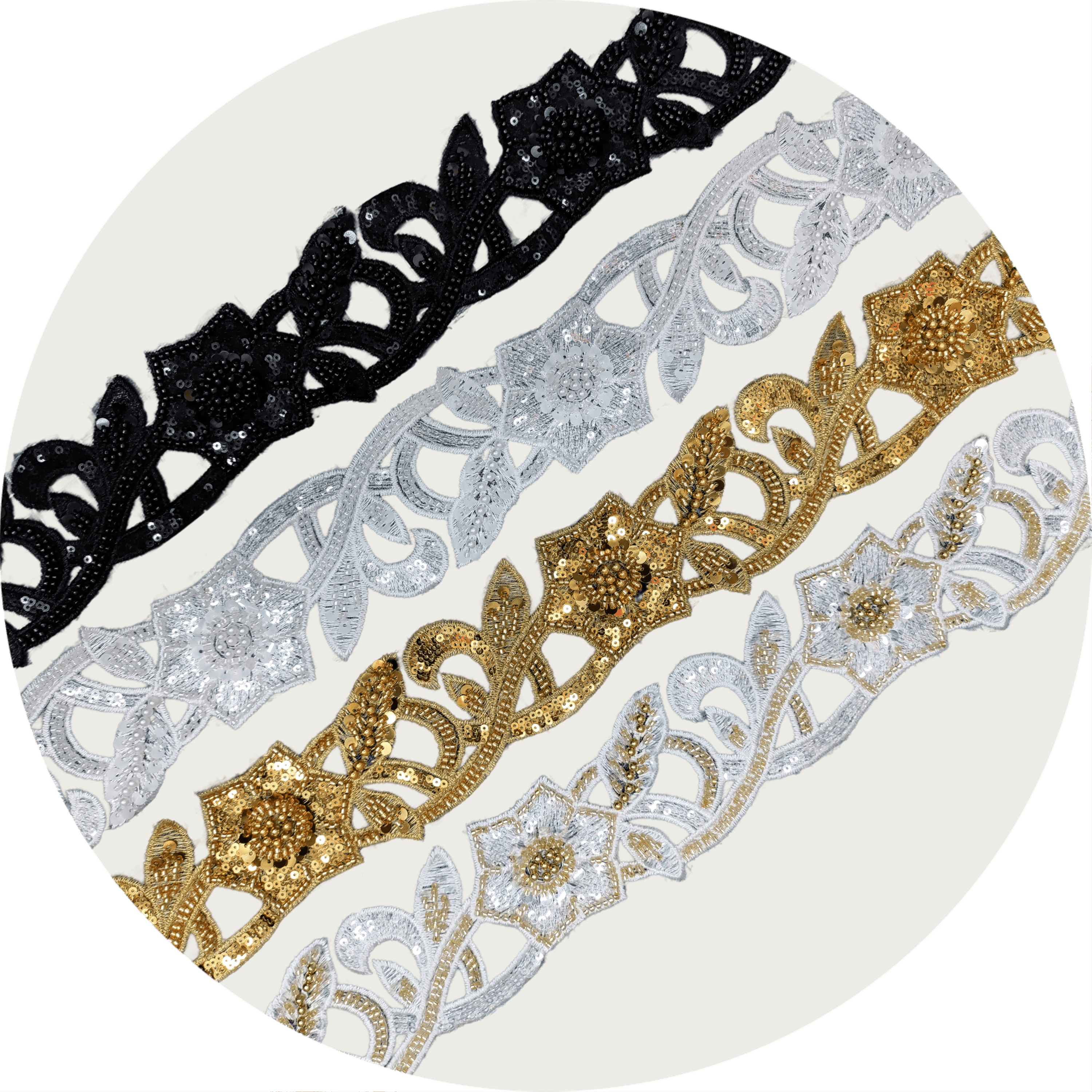 Glass bead mesh lace