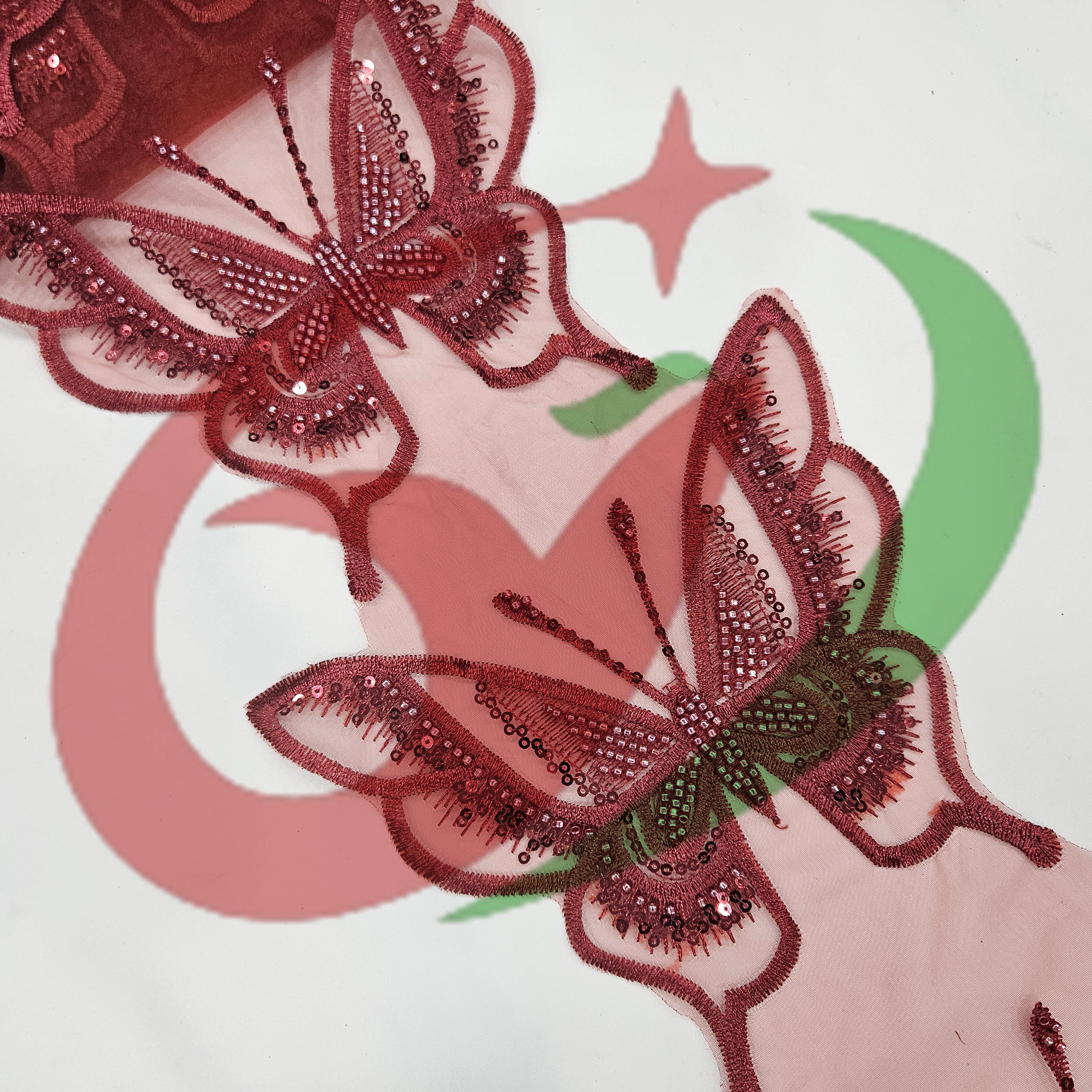 Butterfly glass bead mesh lace YS5170#