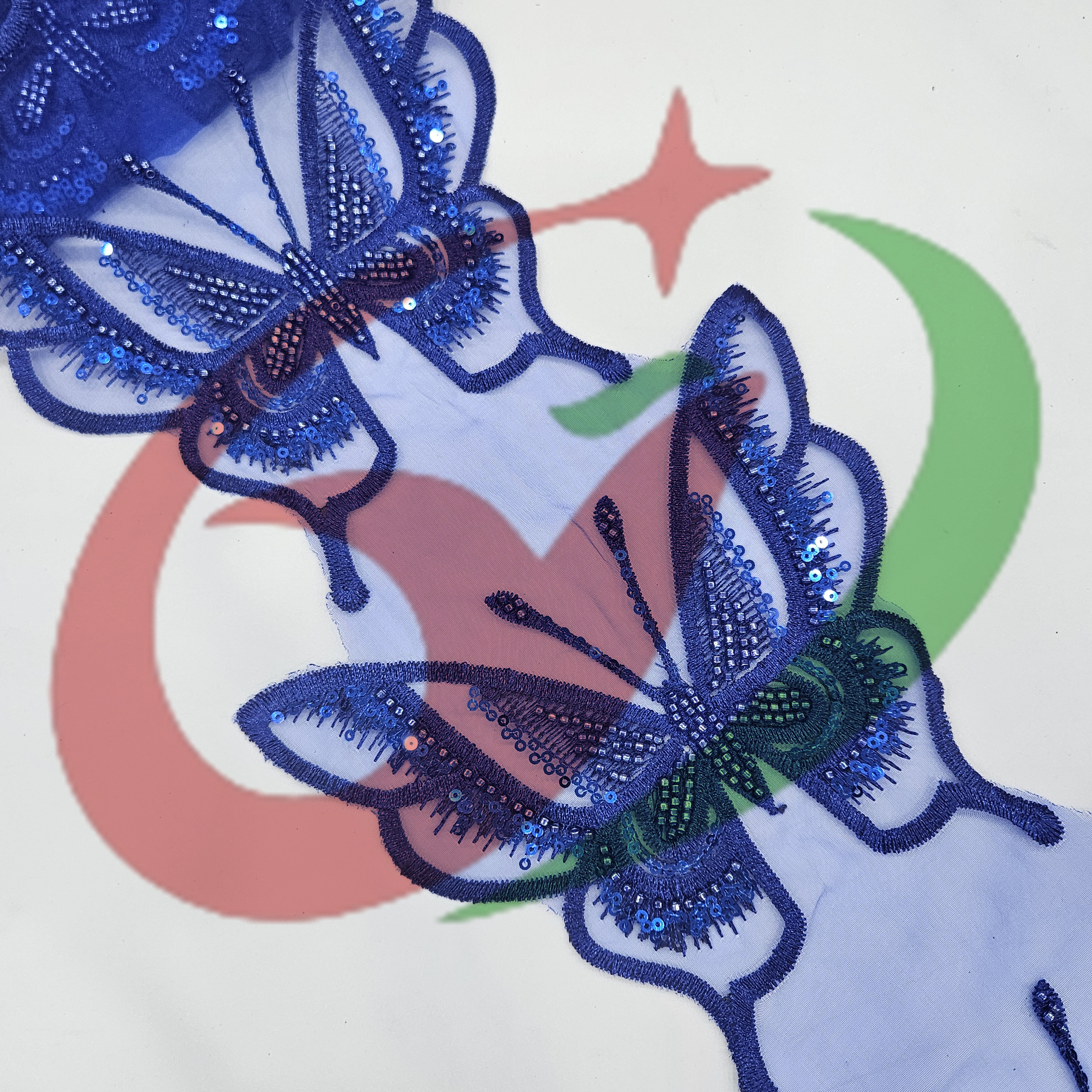 Butterfly glass bead mesh lace YS5170#