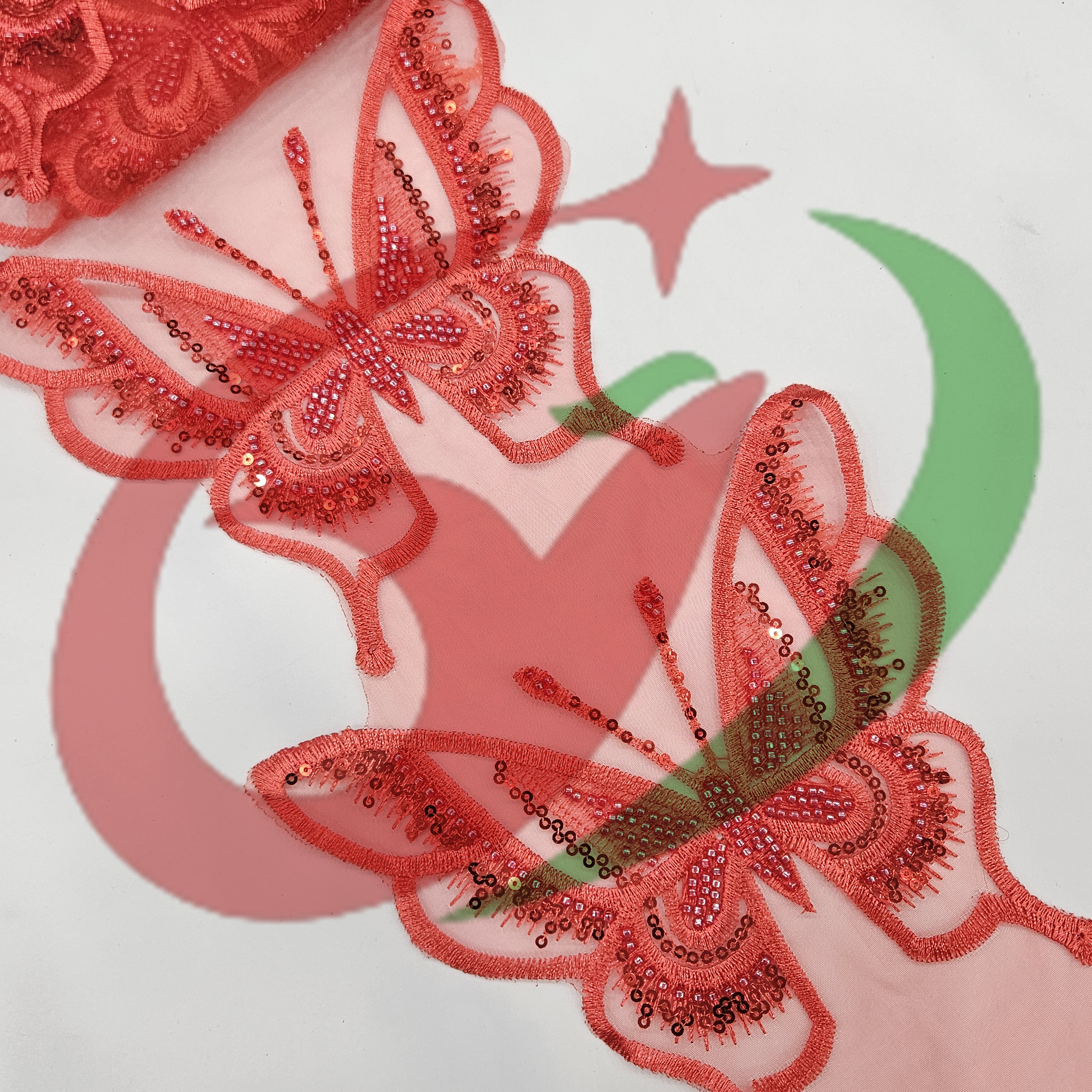 Butterfly glass bead mesh lace YS5170#