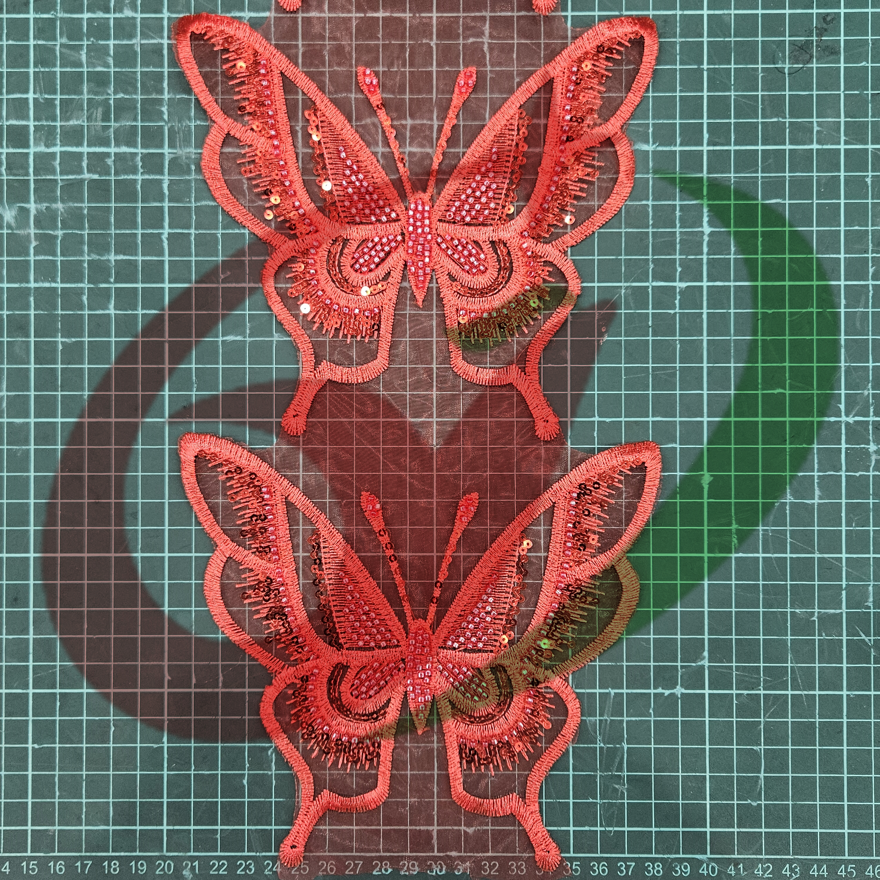 Butterfly glass bead mesh lace YS5170#