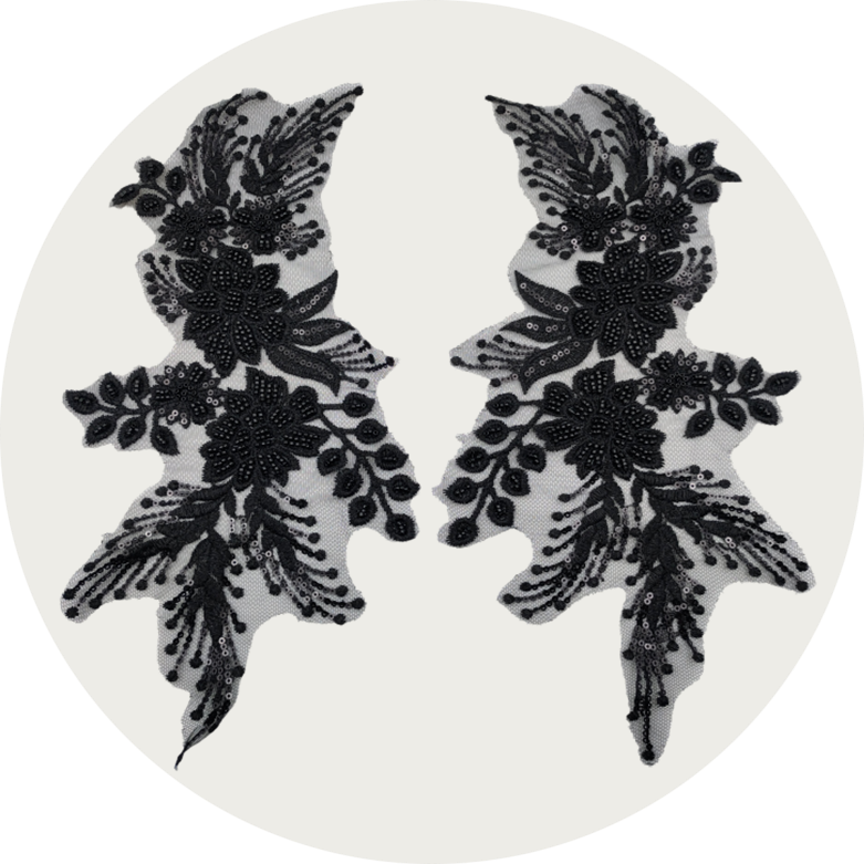 Glass bead mesh lace(pair)