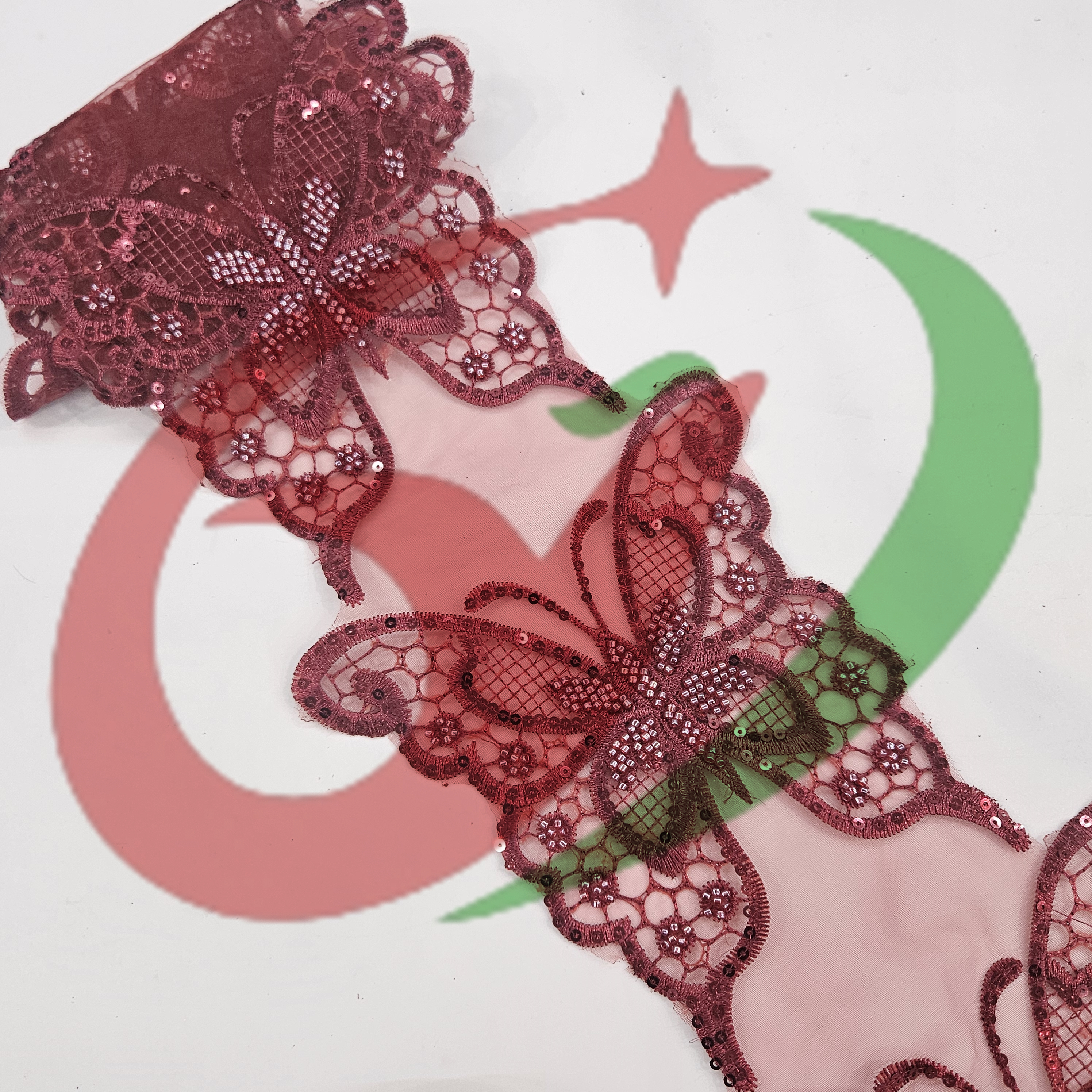 [Copy]Butterfly glass bead mesh lace YS5173#-2