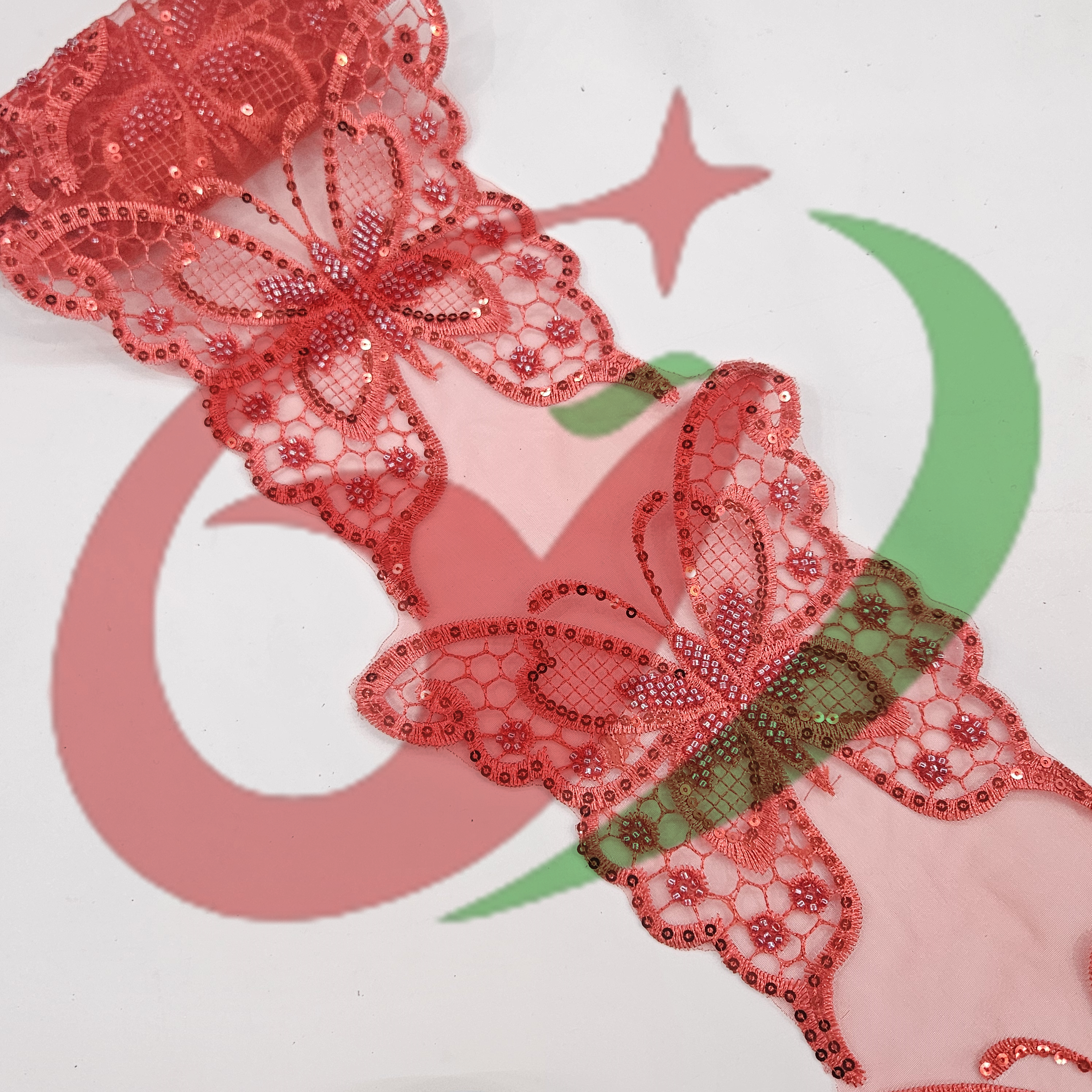 [Copy]Butterfly glass bead mesh lace YS5173#-2