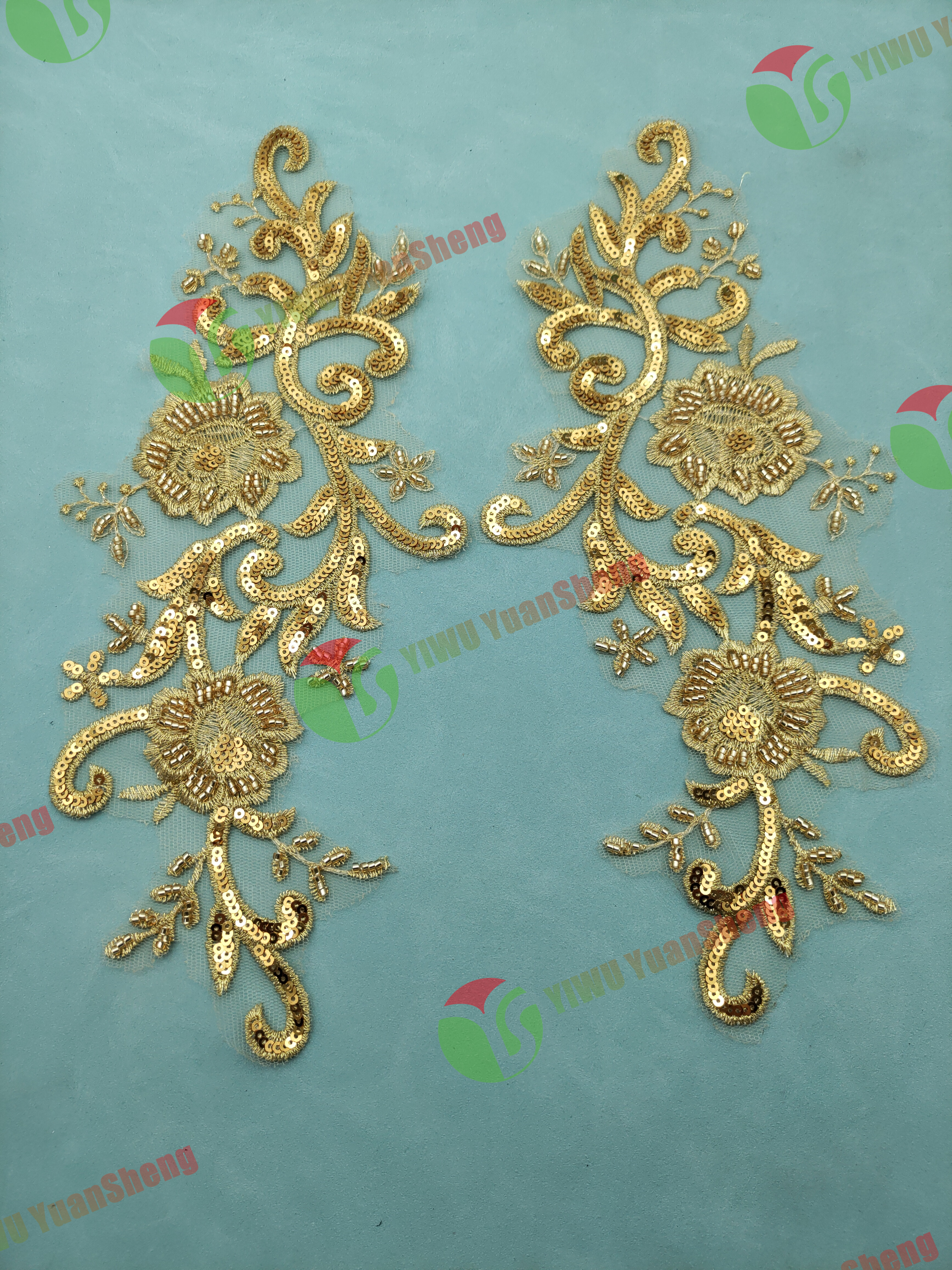 Glass bead mesh lace(pair) YS6053#