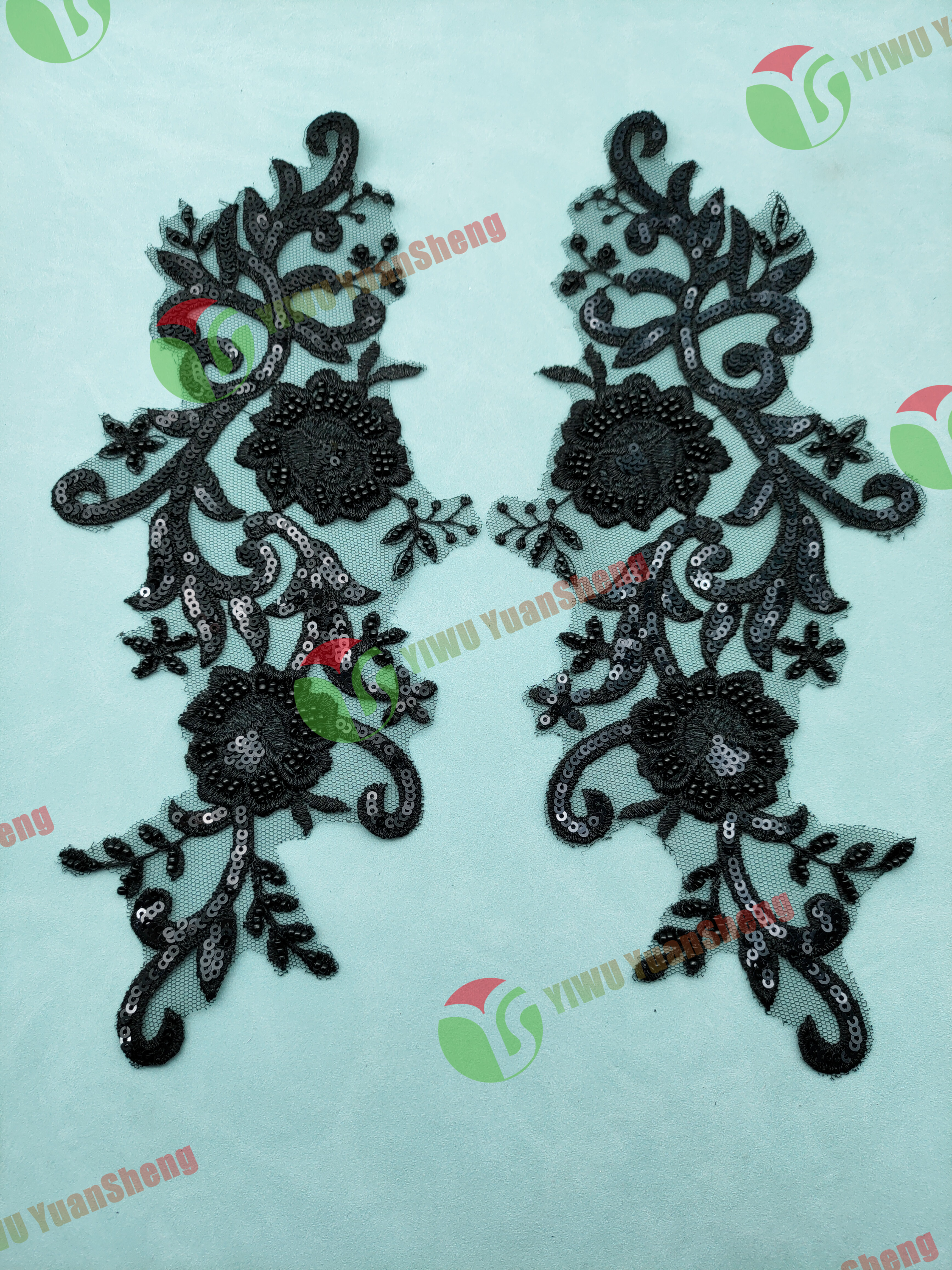 Glass bead mesh lace(pair) YS6053#