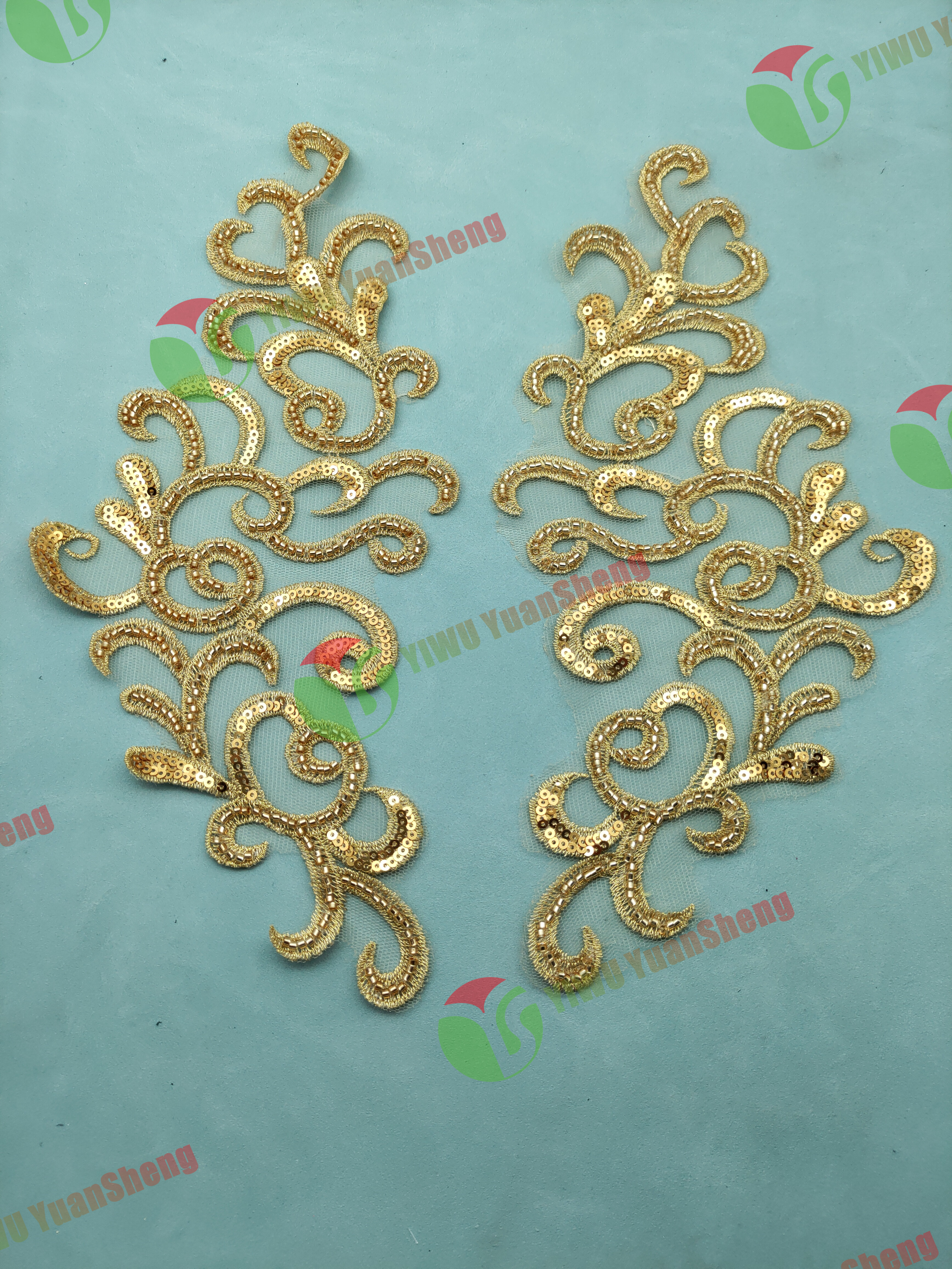 Glass bead mesh lace(pair) YS6056#