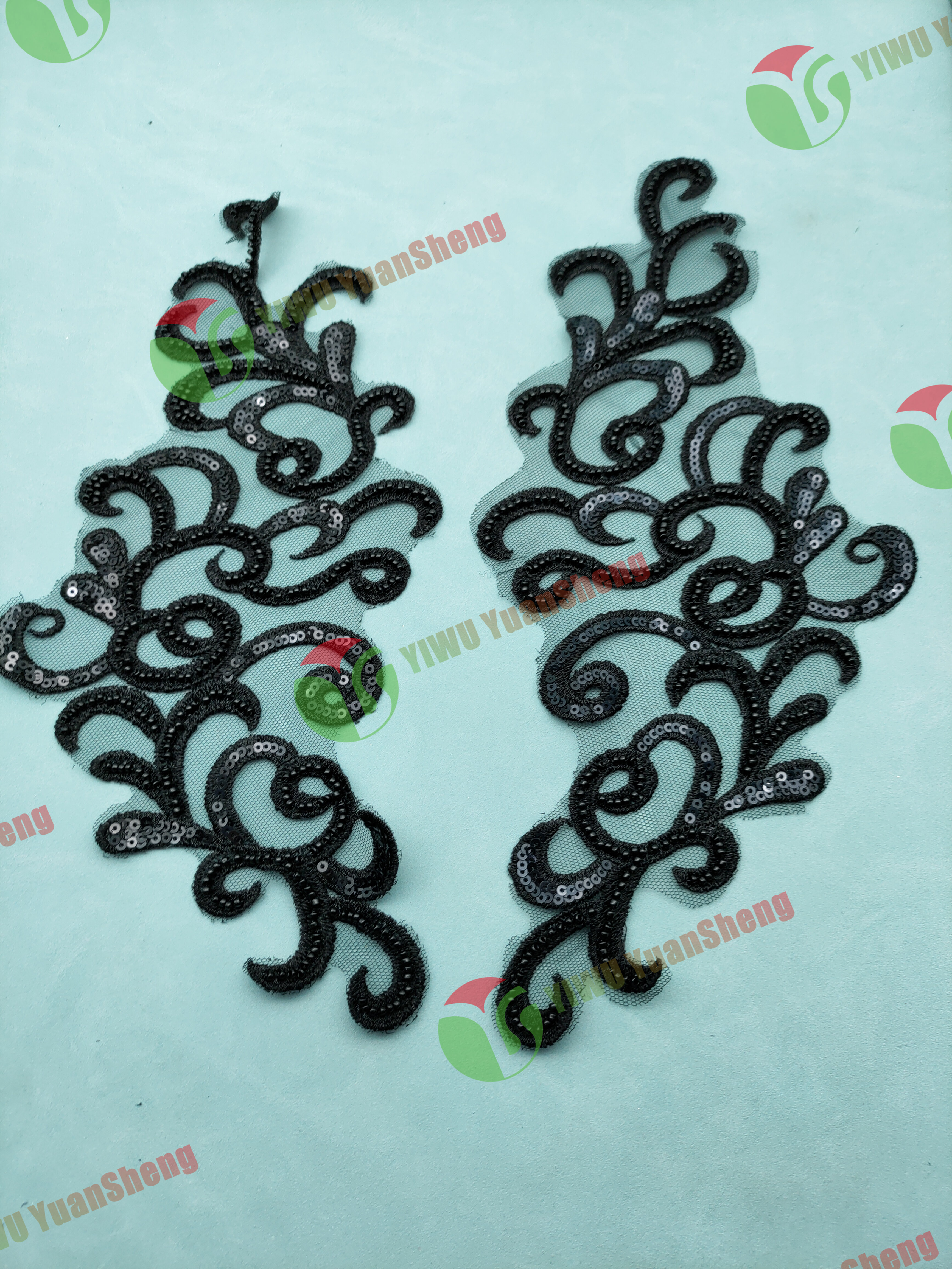 Glass bead mesh lace(pair) YS6056#