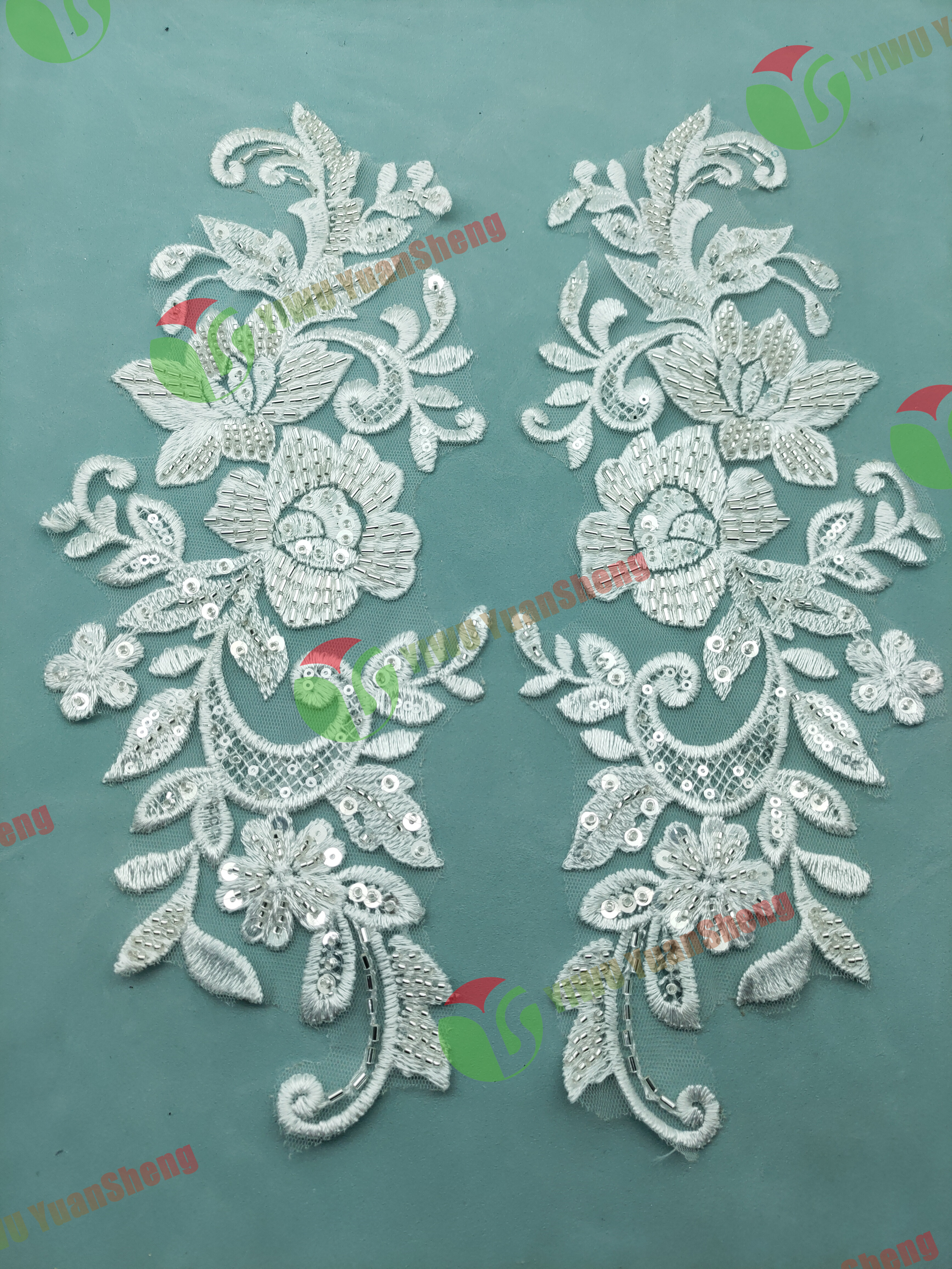 Glass bead mesh lace(pair) YS6059#