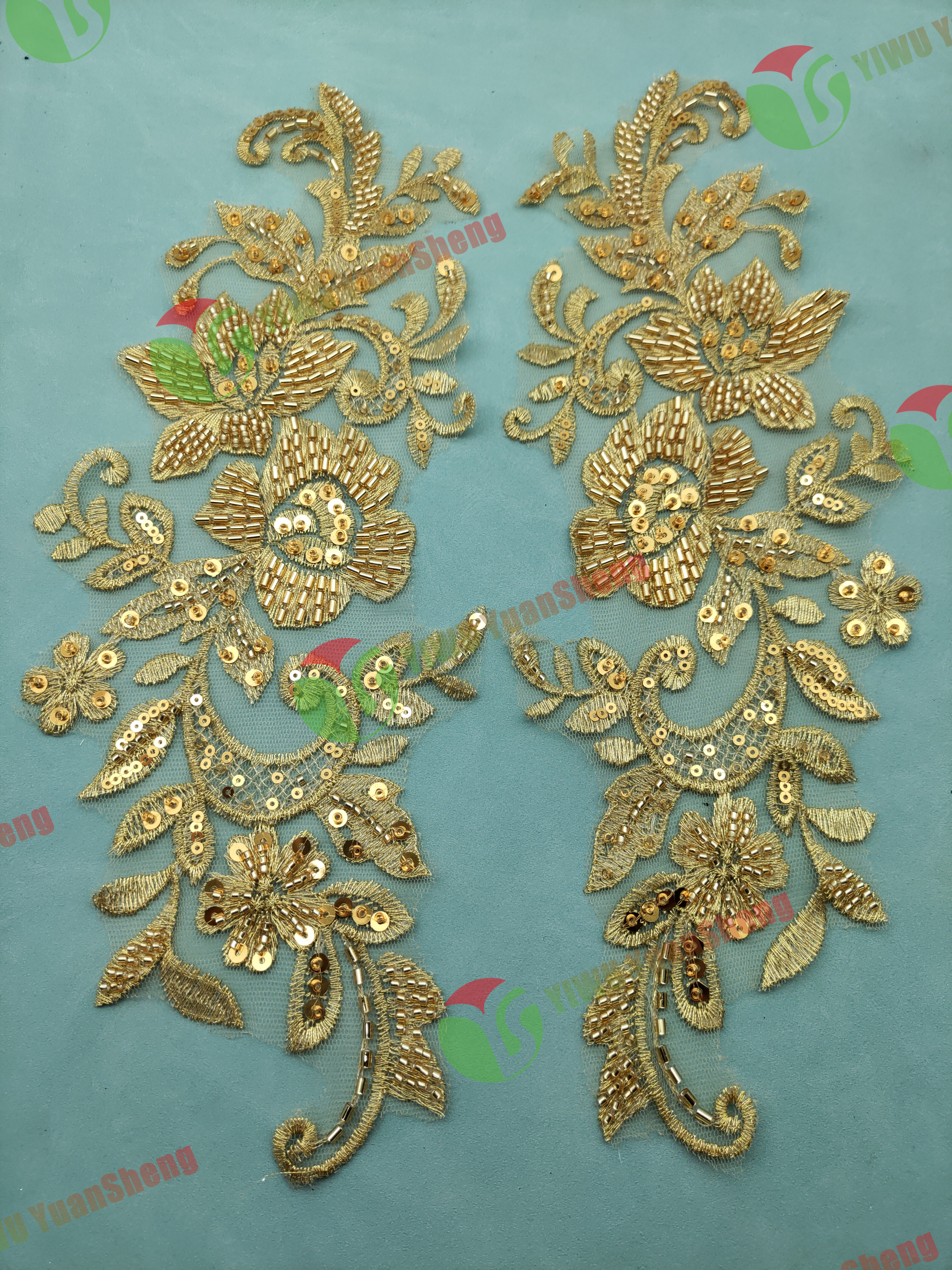 Glass bead mesh lace(pair) YS6059#