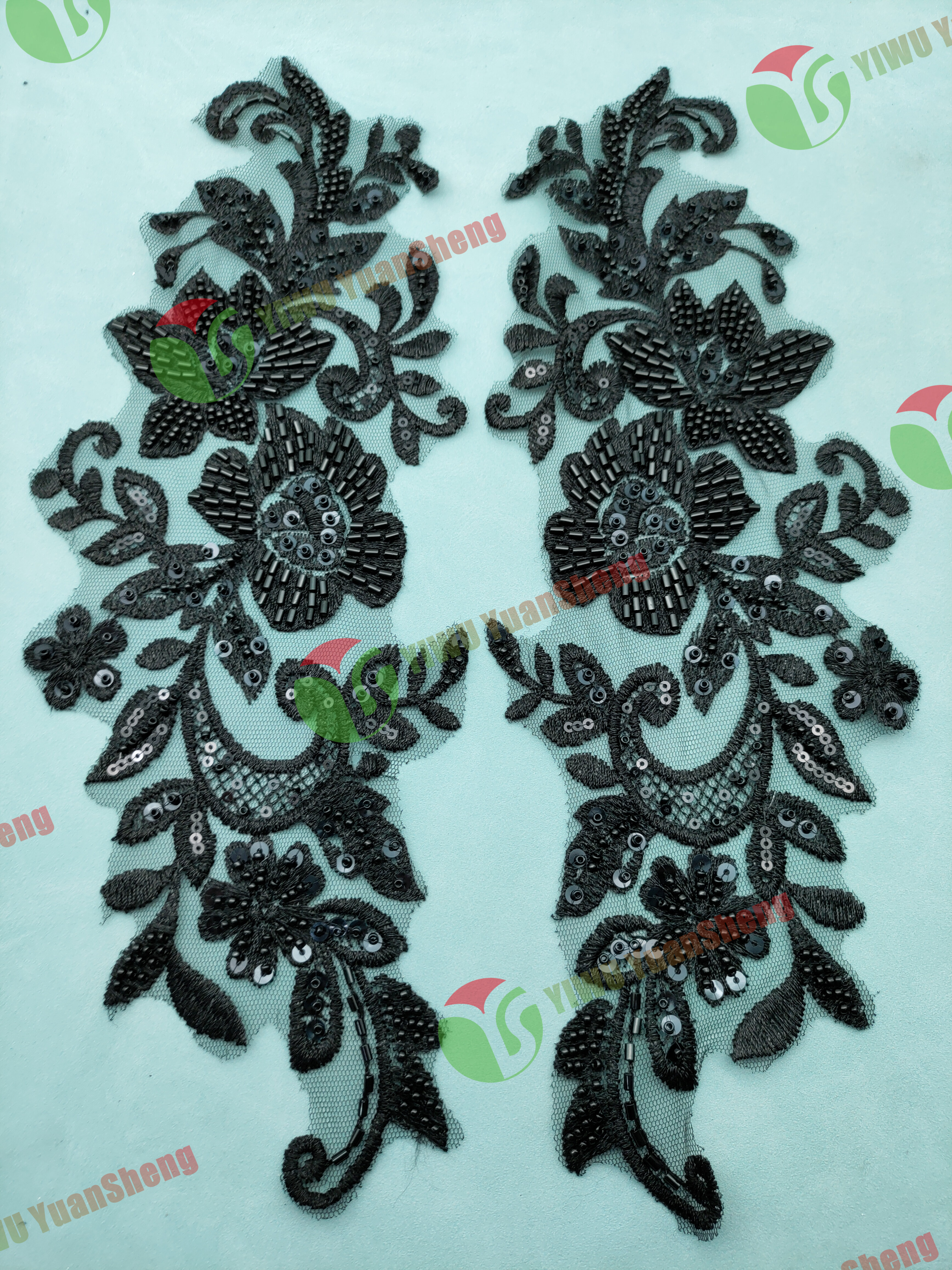 Glass bead mesh lace(pair) YS6059#