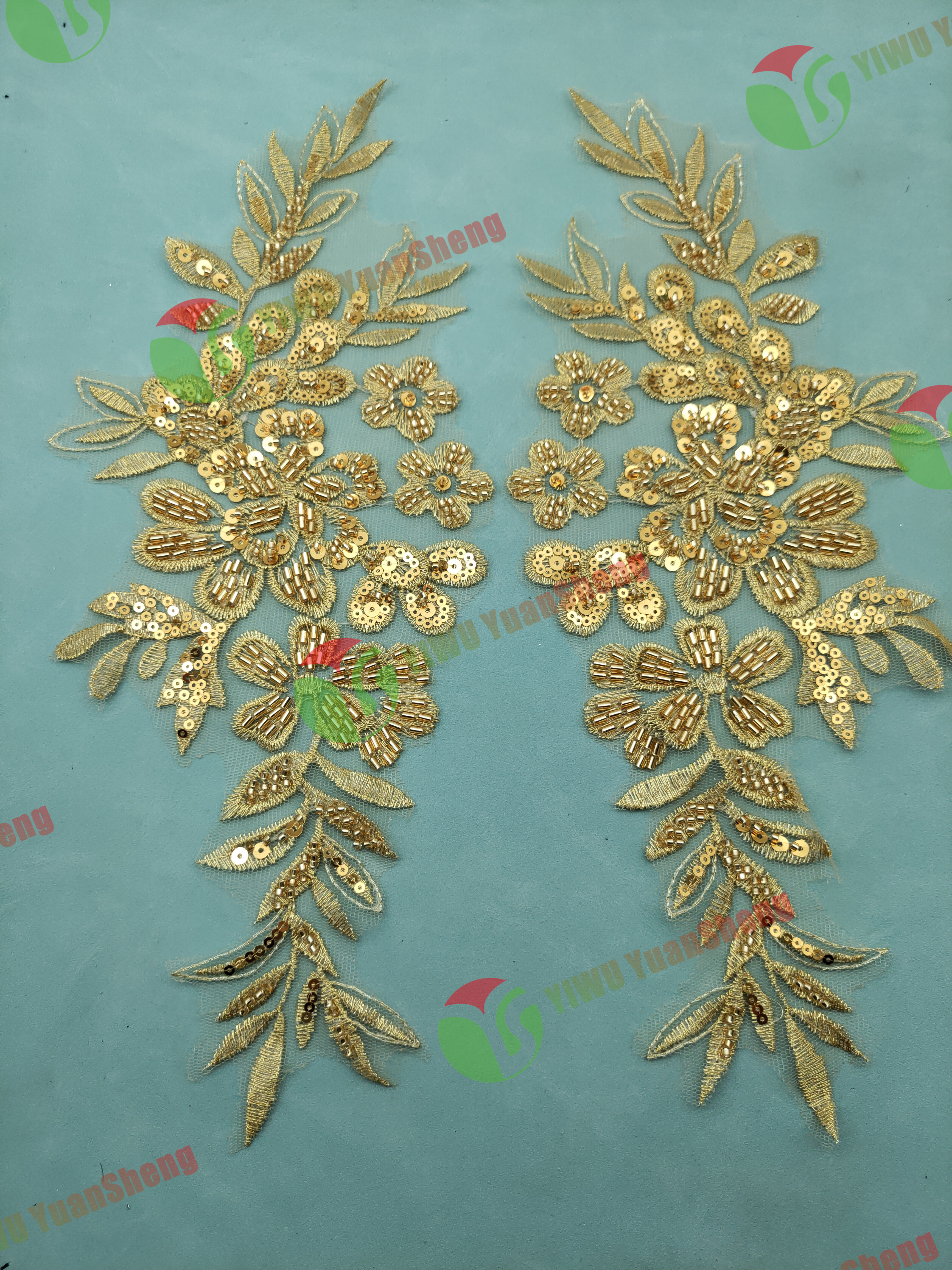 Glass bead mesh lace(pair) YS6063#