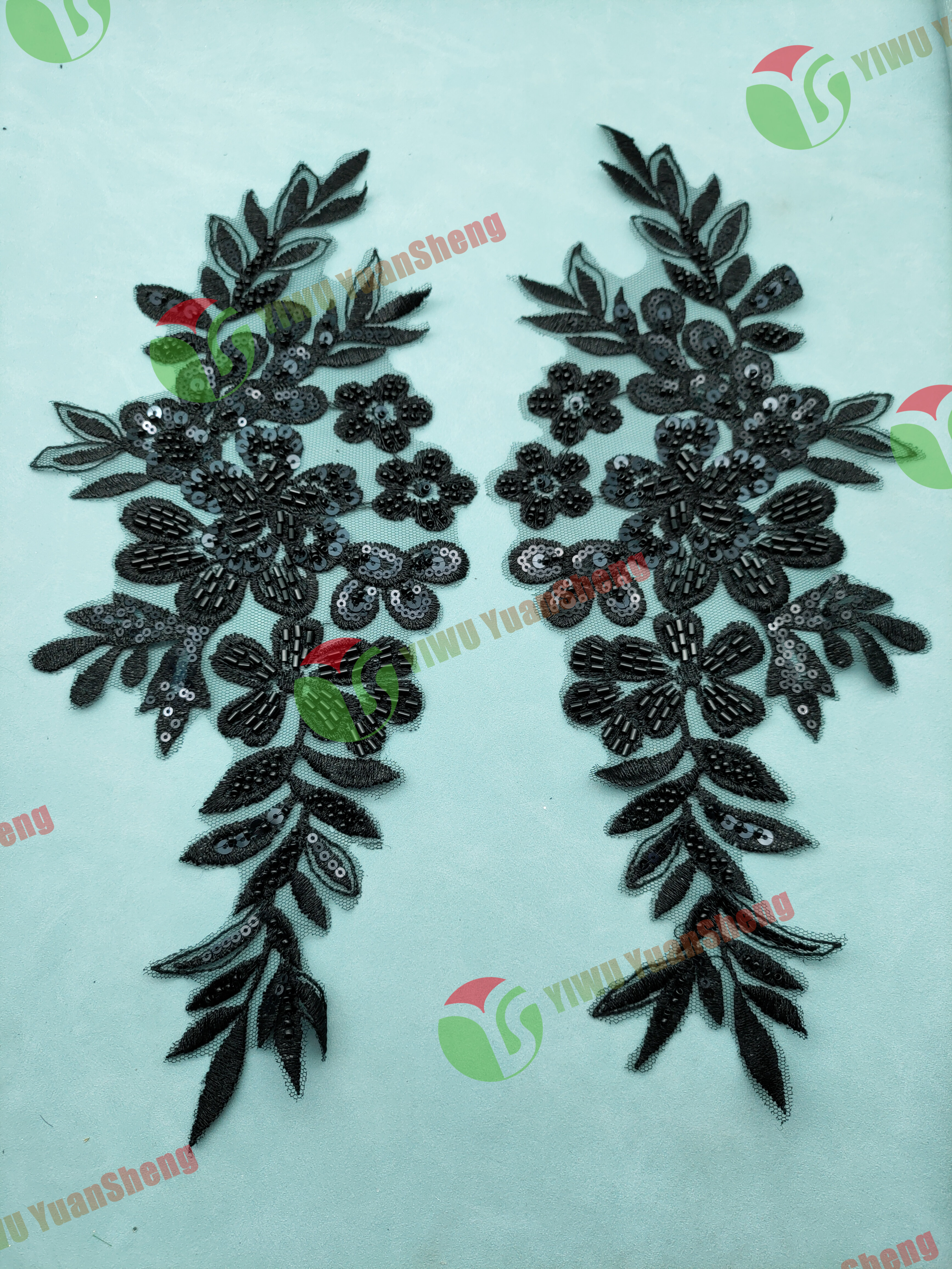 Glass bead mesh lace(pair) YS6063#