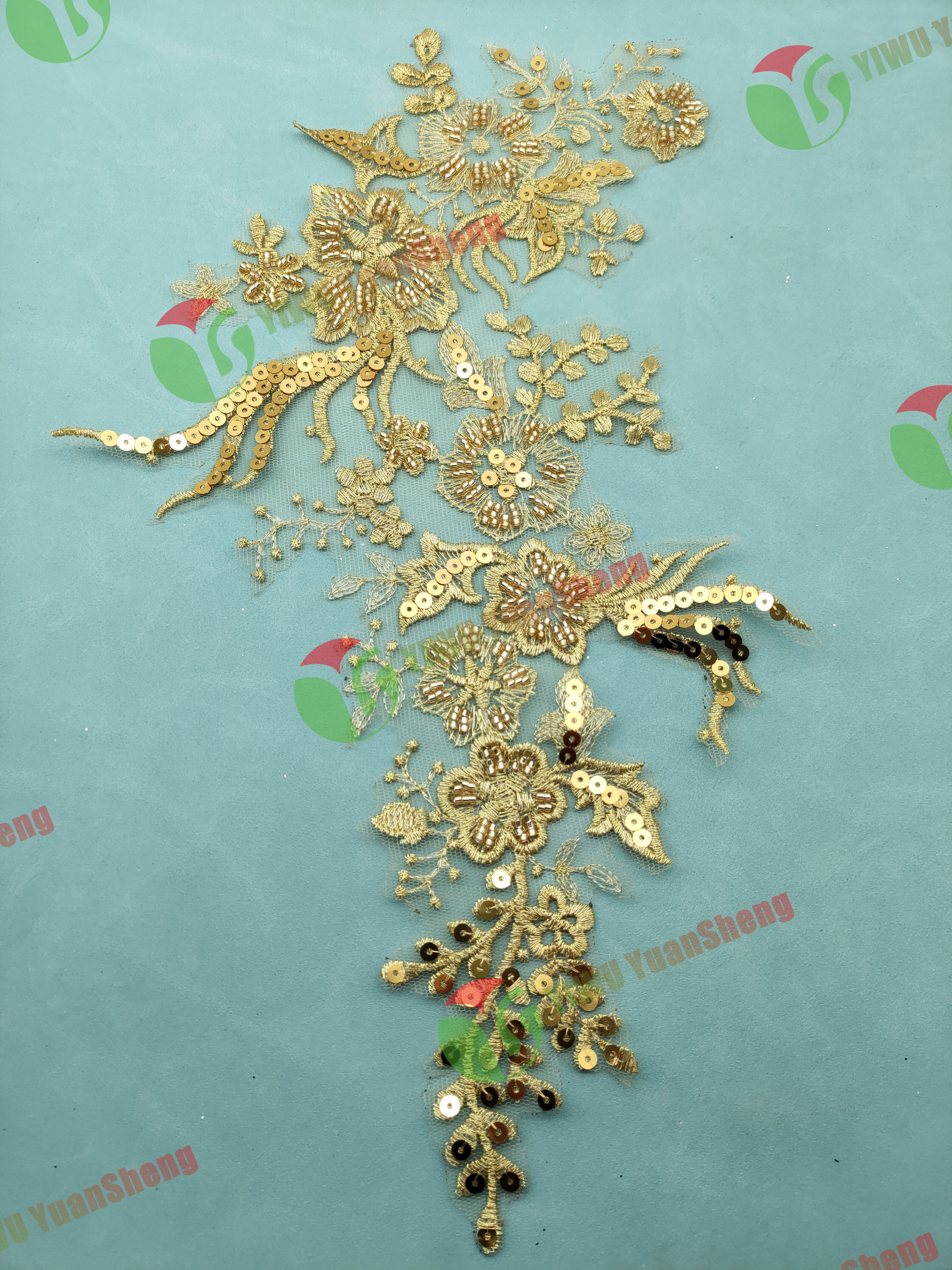 Glass bead mesh lace(pair) YS6076#