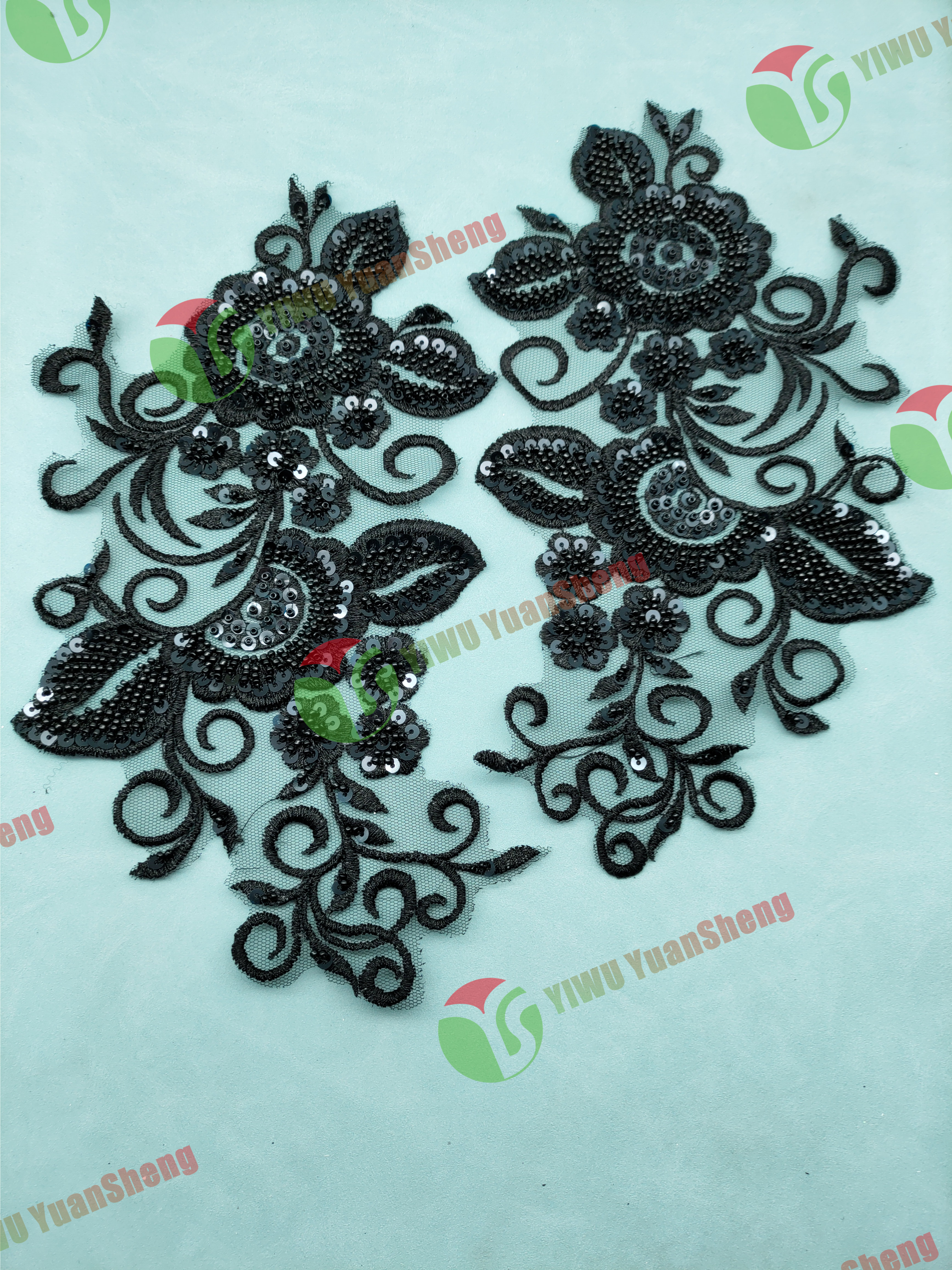 Glass bead mesh lace(pair) YS6079#