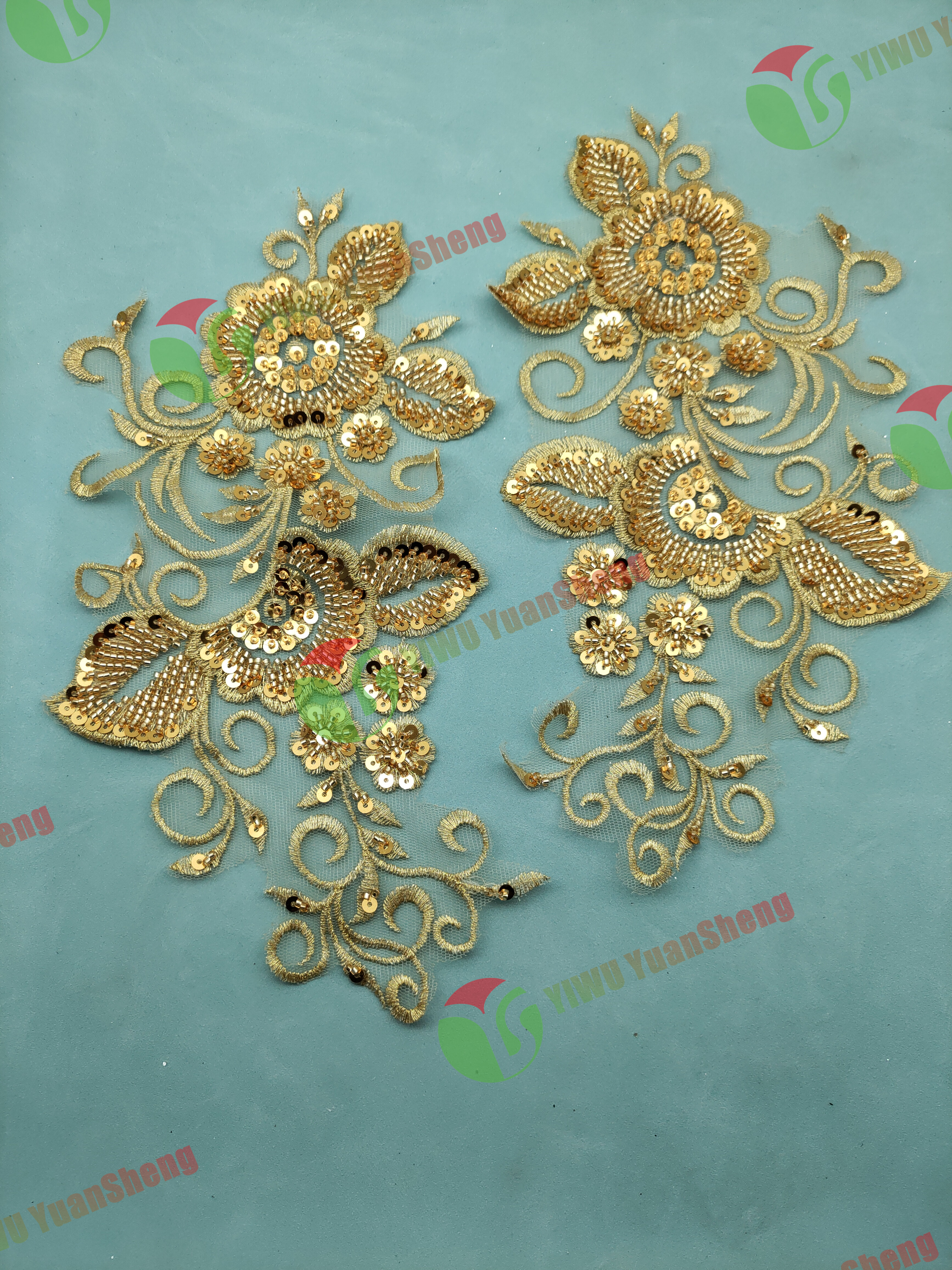 Glass bead mesh lace(pair) YS6079#