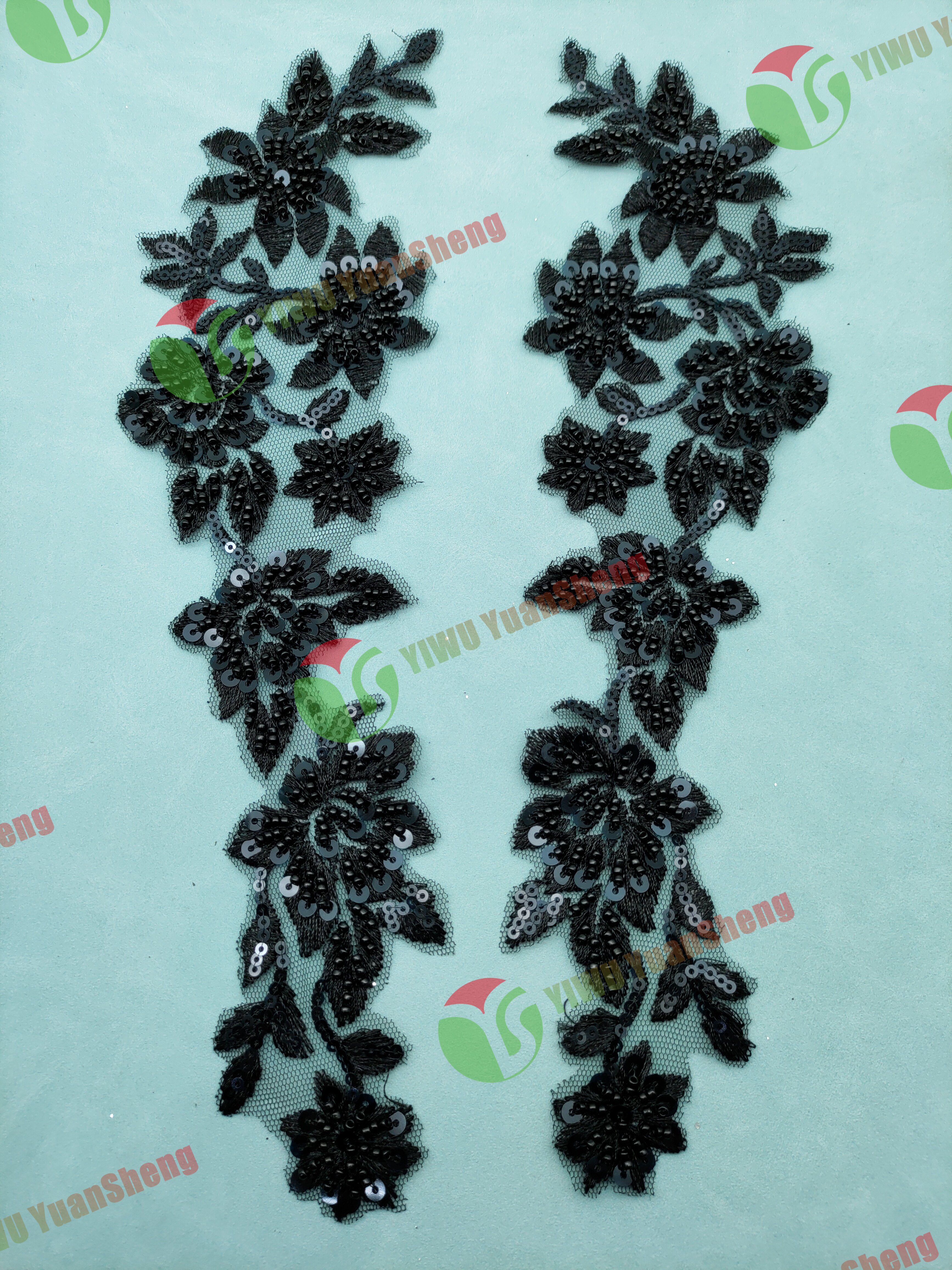 Glass bead mesh lace(pair) YS6087#