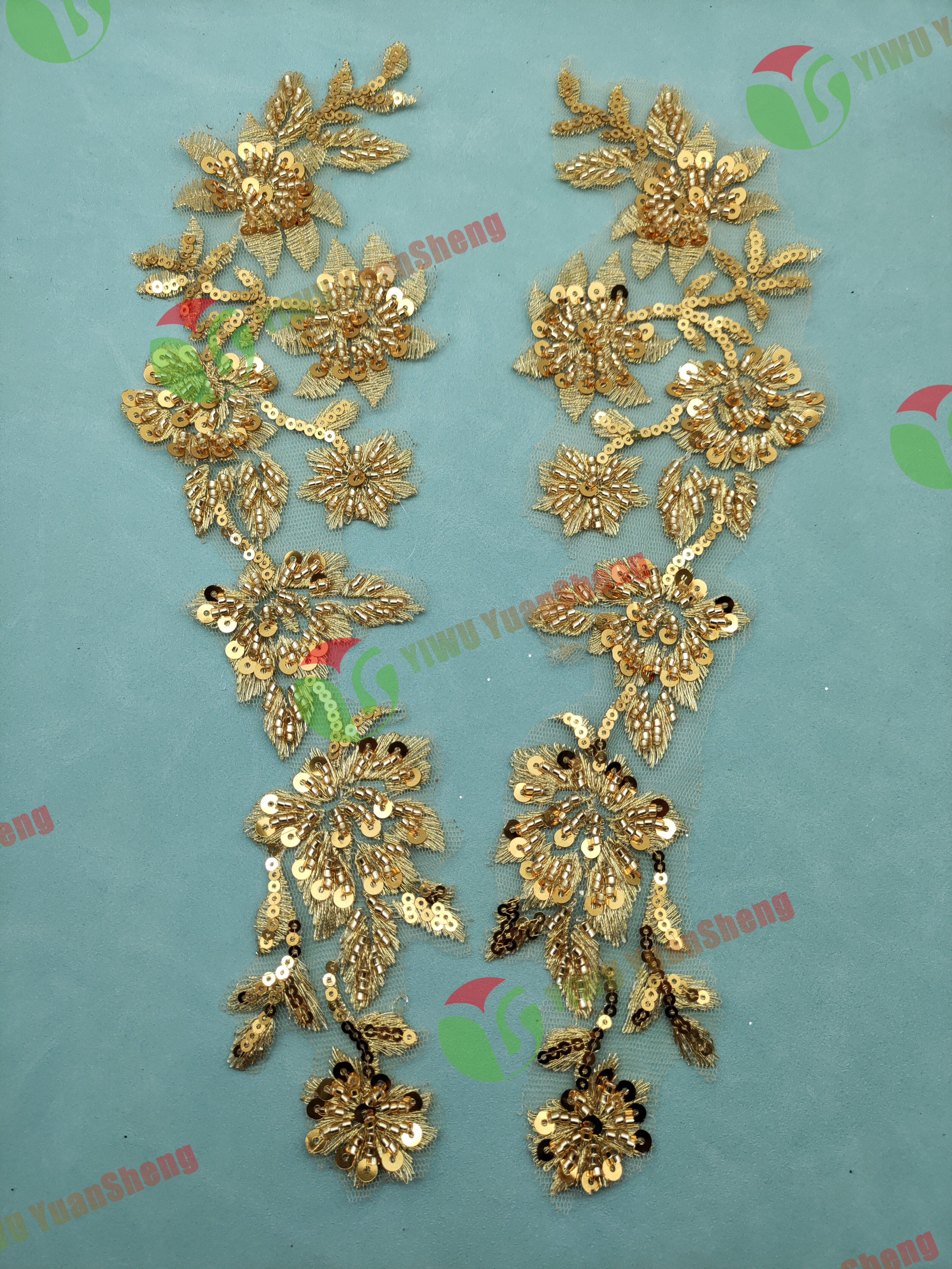 Glass bead mesh lace(pair) YS6087#