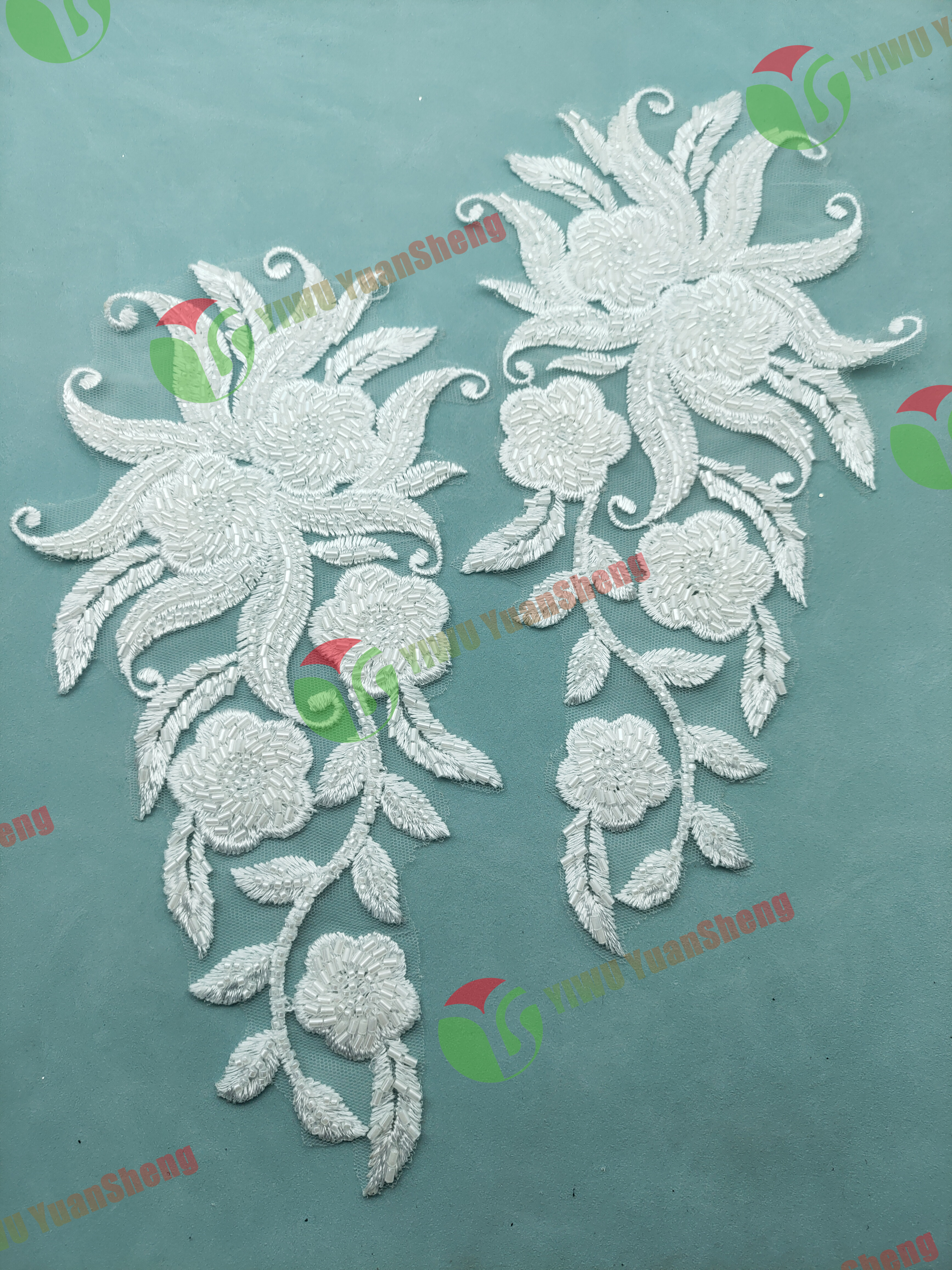 Glass bead mesh lace(pair) YS6093#