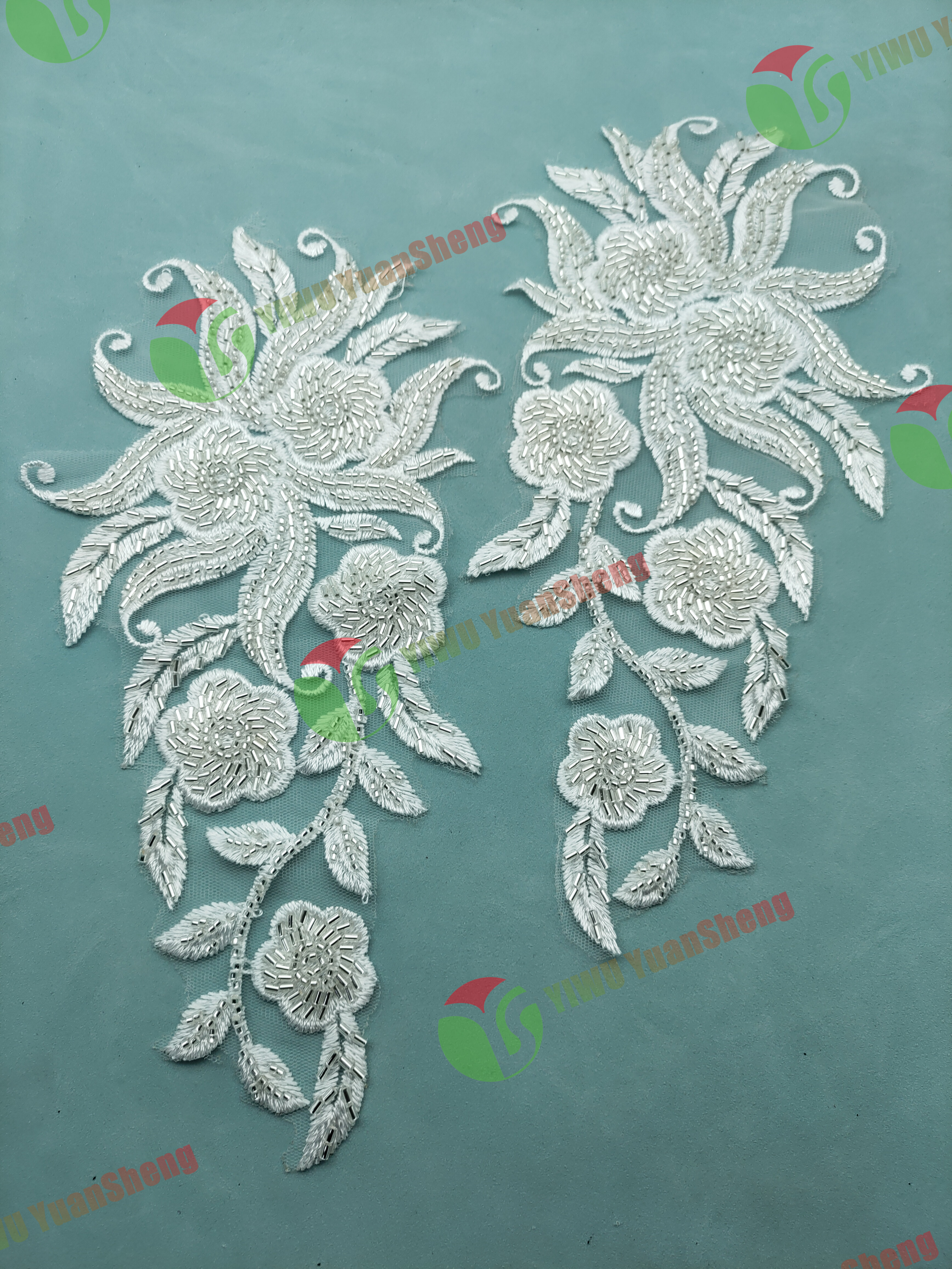 Glass bead mesh lace(pair) YS6093#