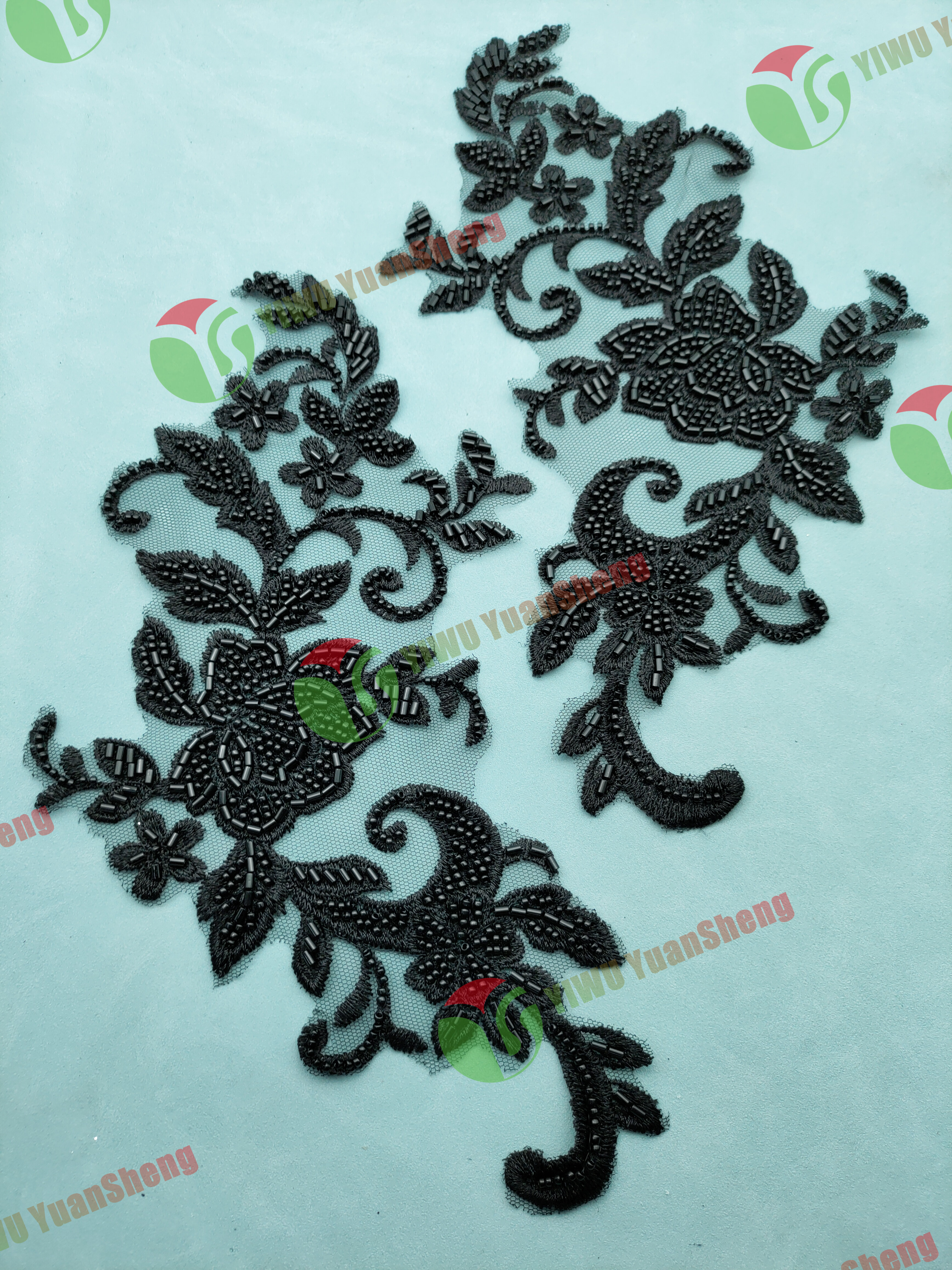 Glass bead mesh lace(pair) YS6097#