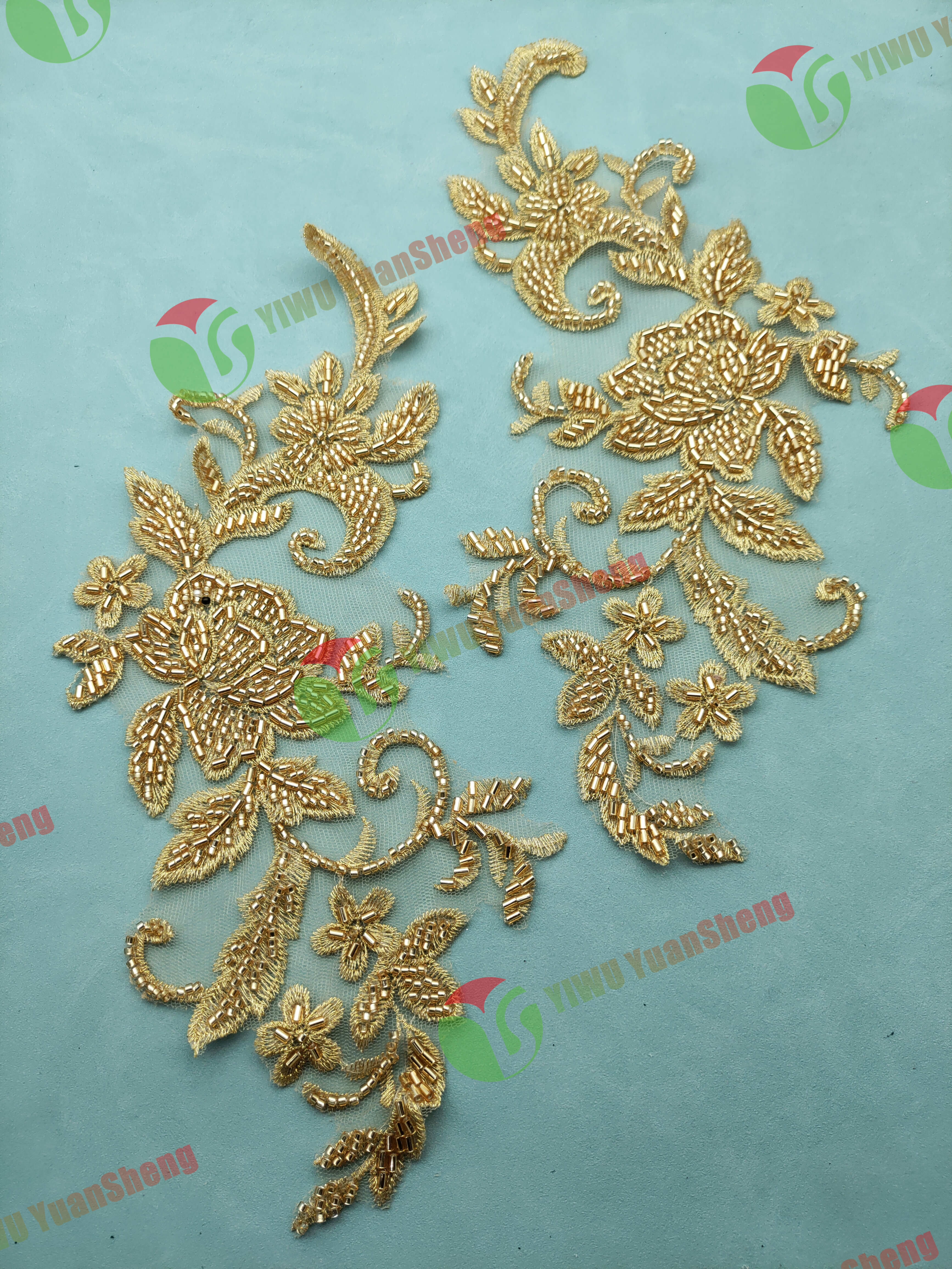 Glass bead mesh lace(pair) YS6097#