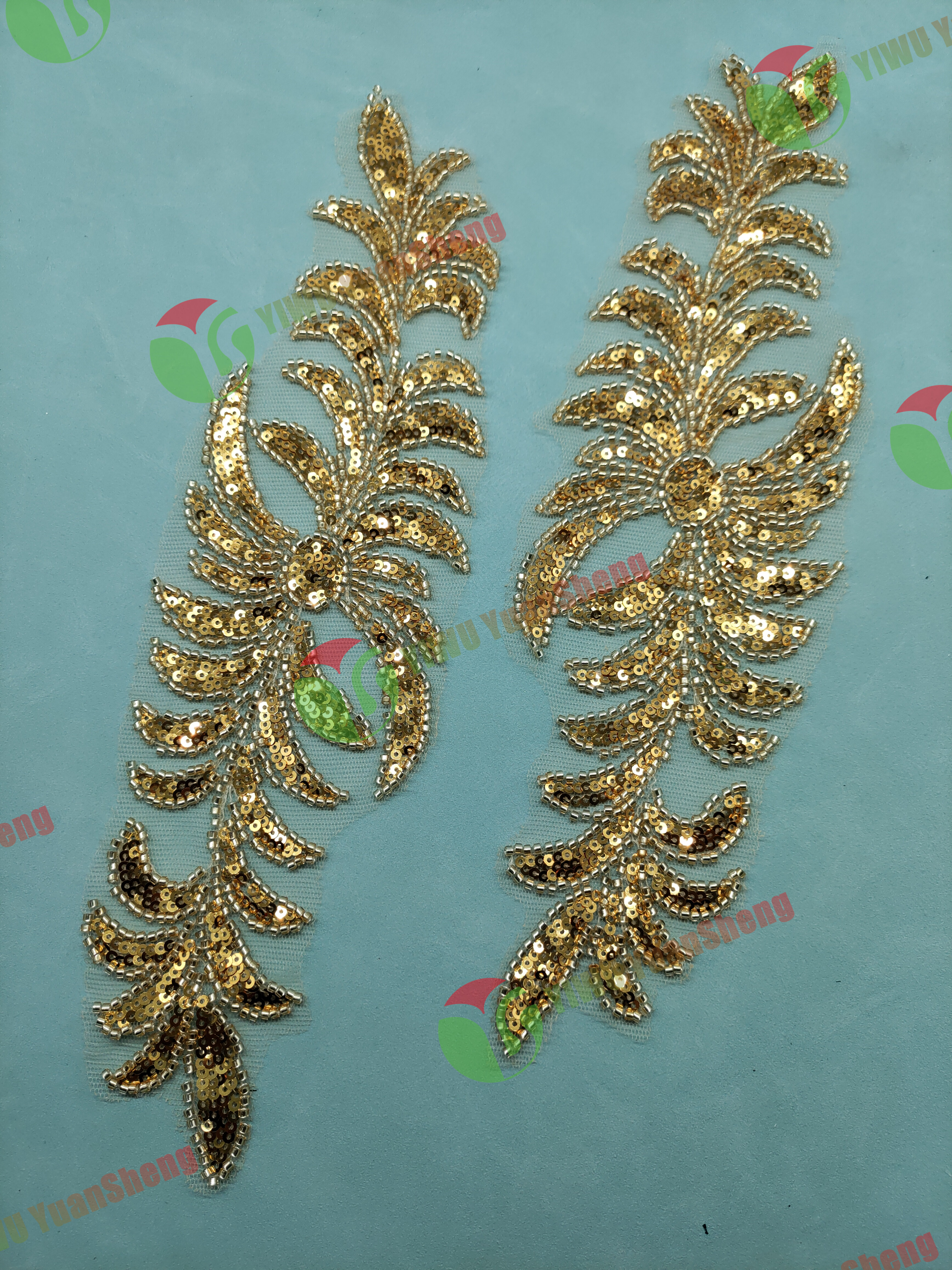 Glass bead mesh lace(pair) YS6114#