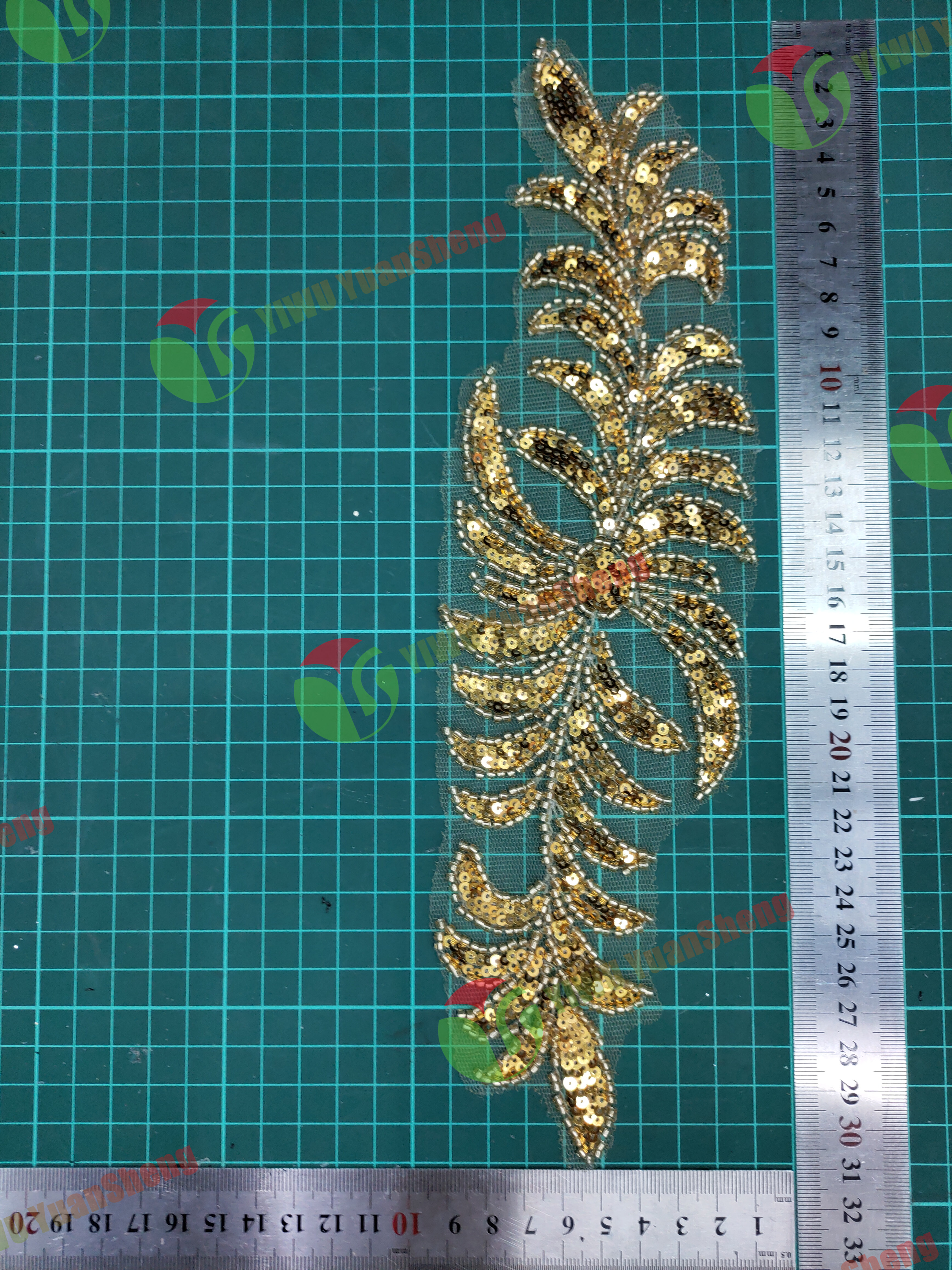 Glass bead mesh lace(pair) YS6114#