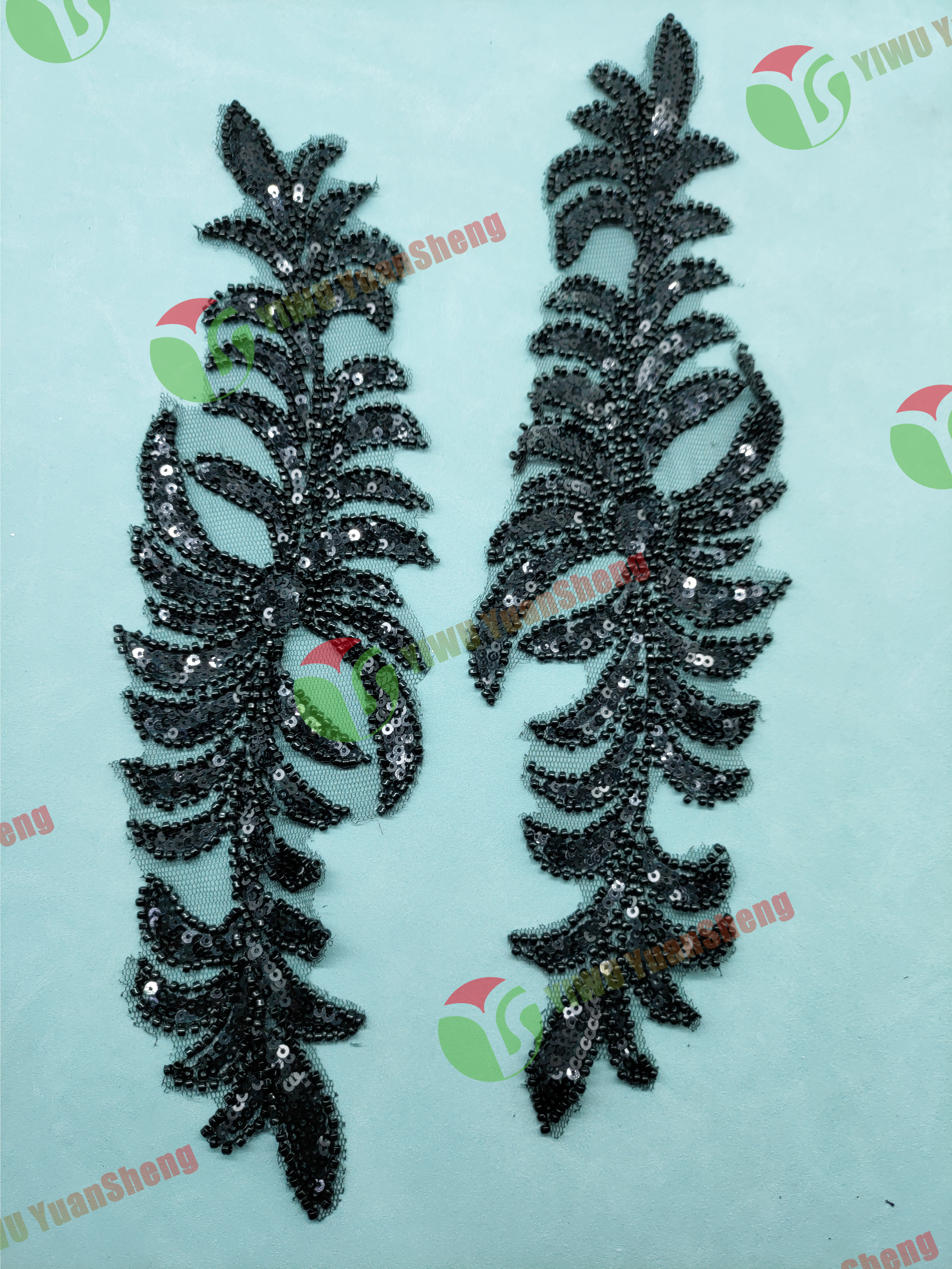 Glass bead mesh lace(pair) YS6114#