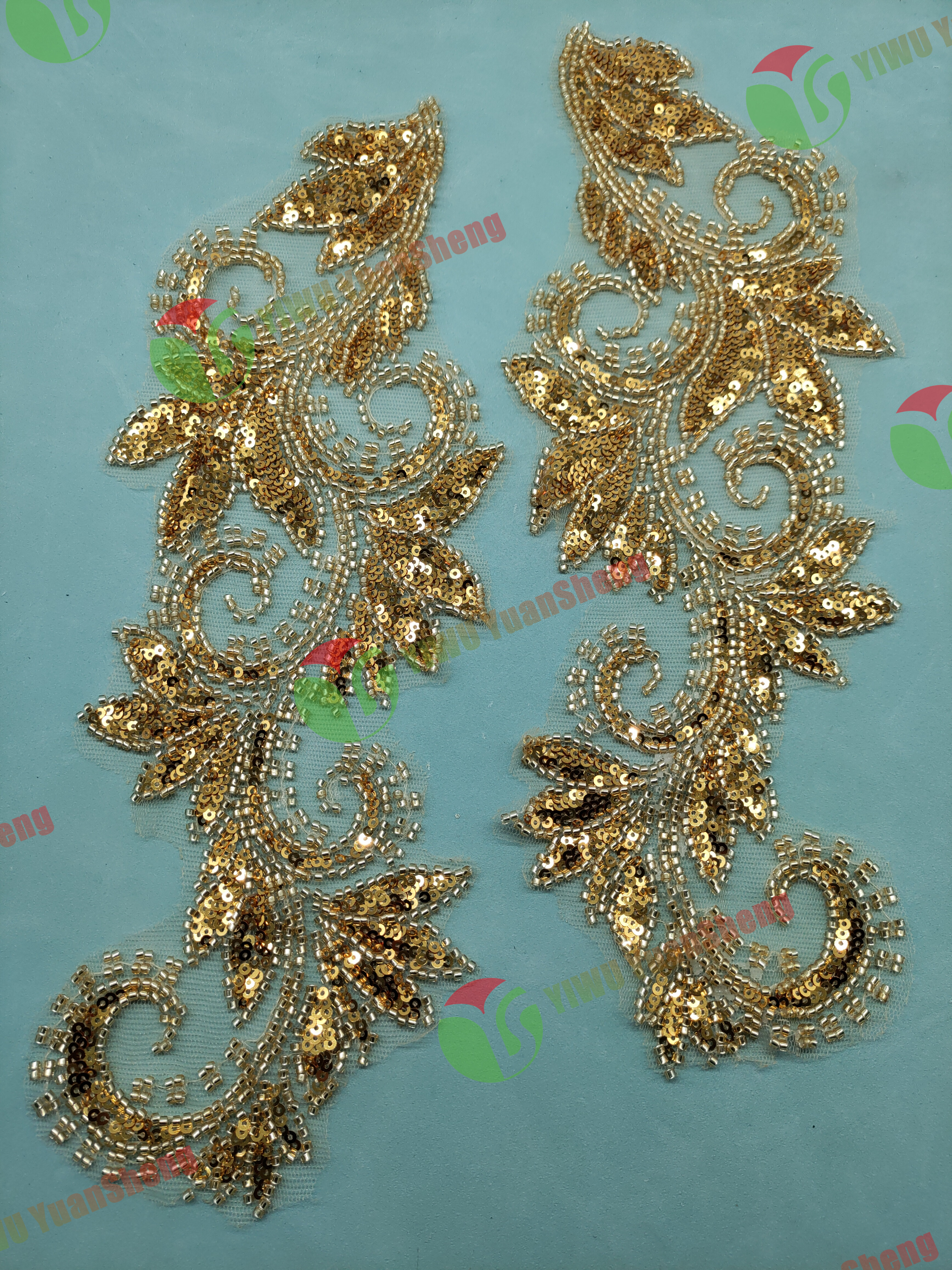 Glass bead mesh lace(pair) YS6119#