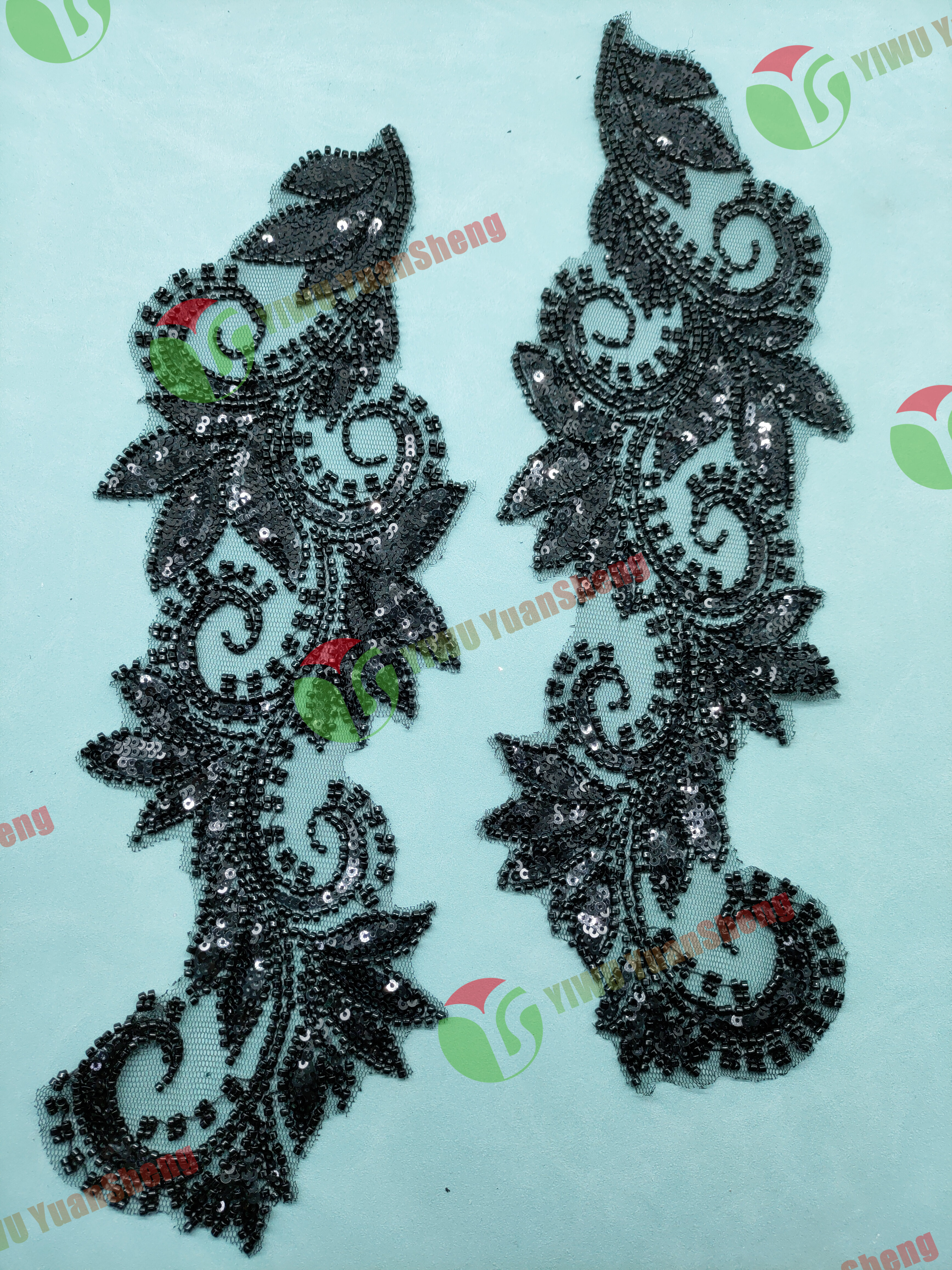 Glass bead mesh lace(pair) YS6119#