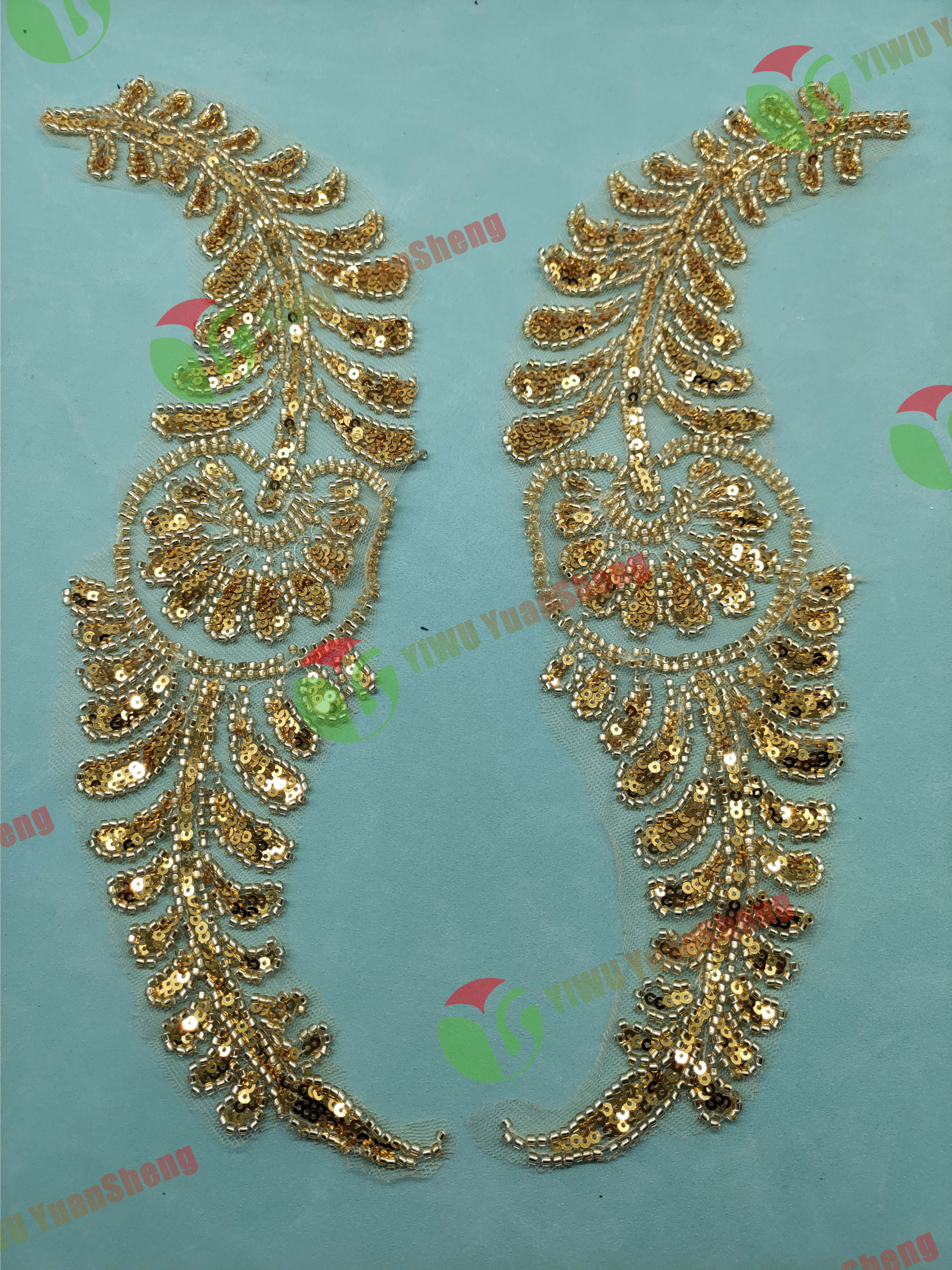 Glass bead mesh lace(pair) YS6124#