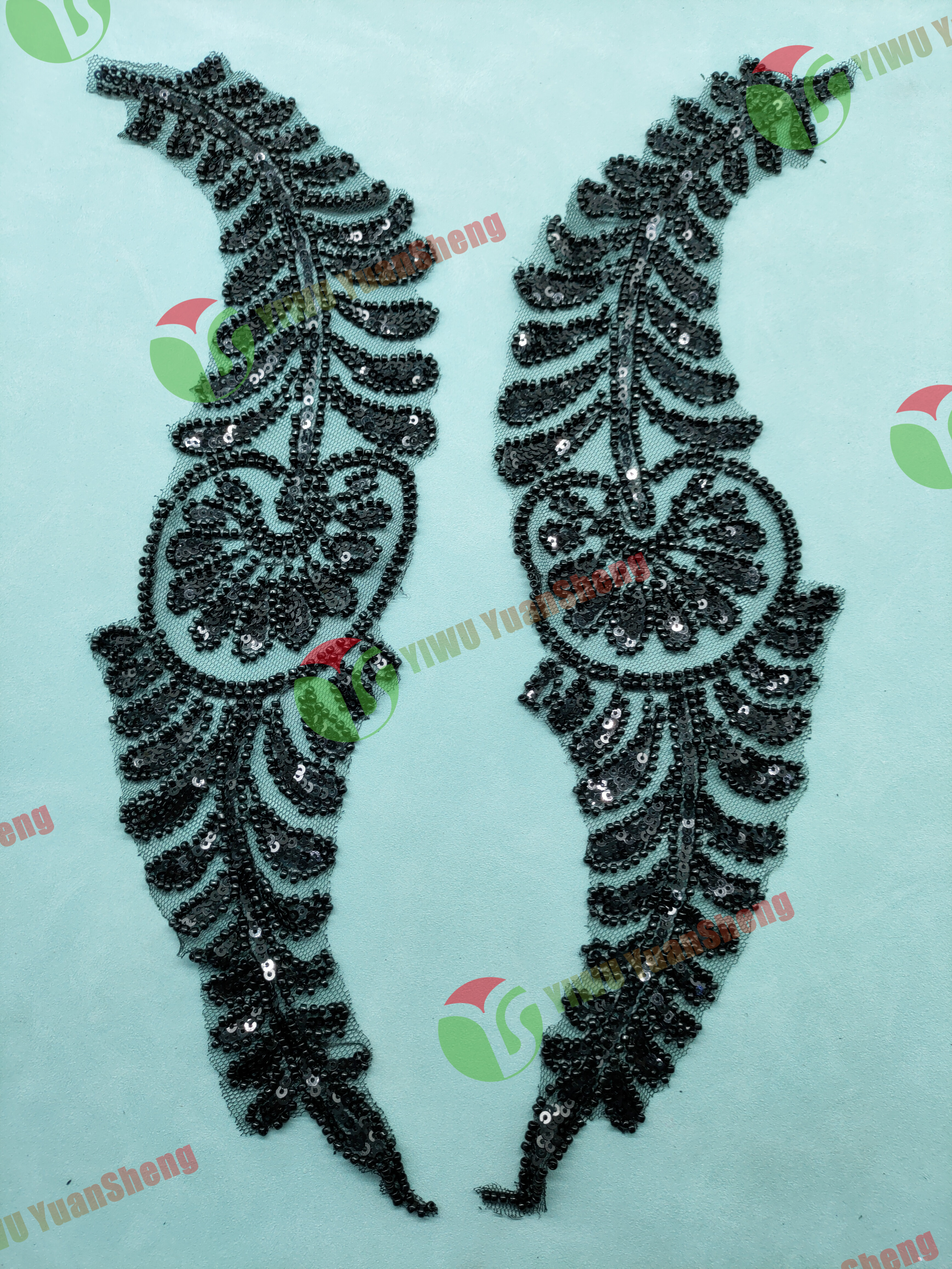 Glass bead mesh lace(pair) YS6124#