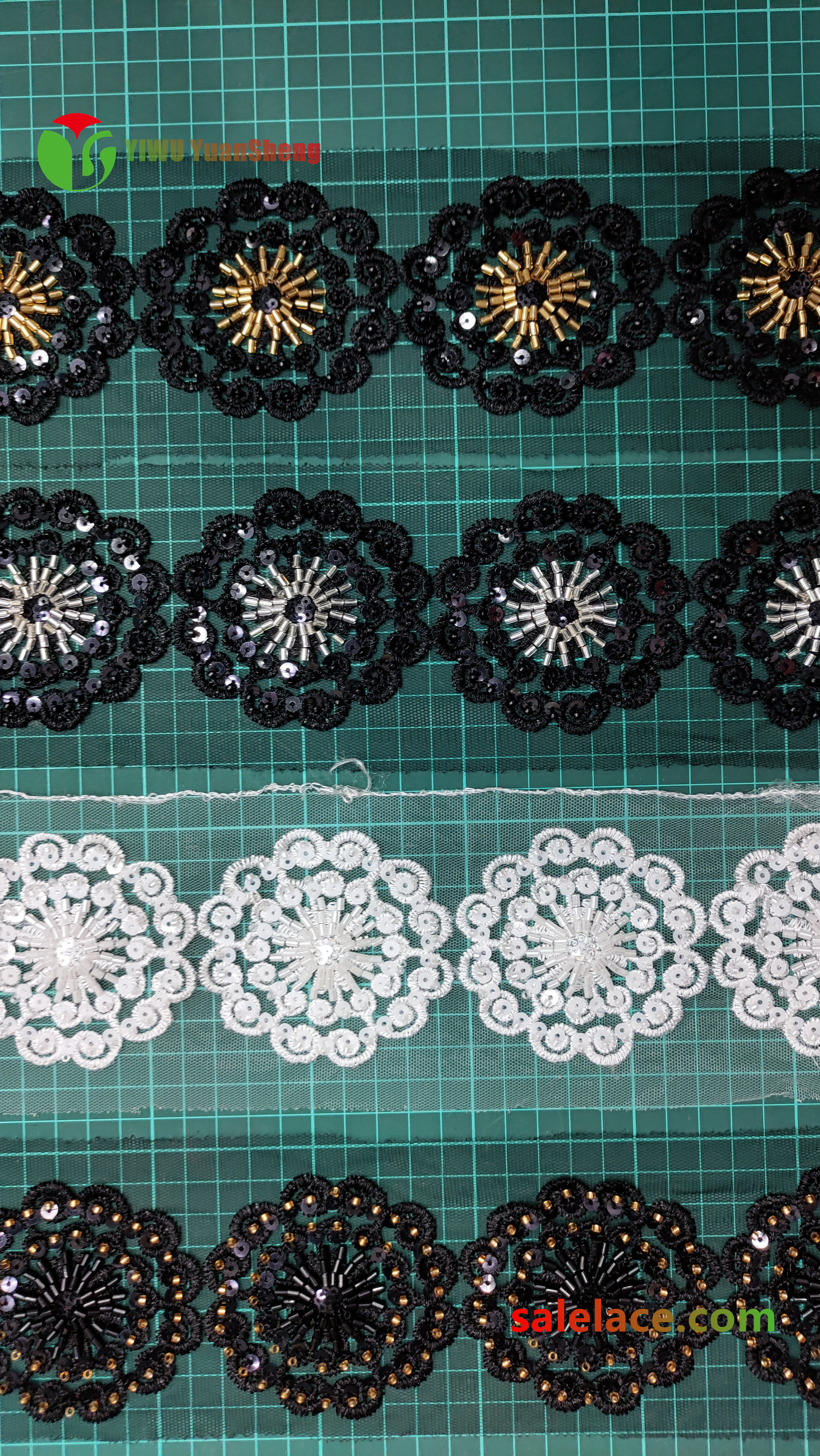Glass bead mesh lace YS4001#