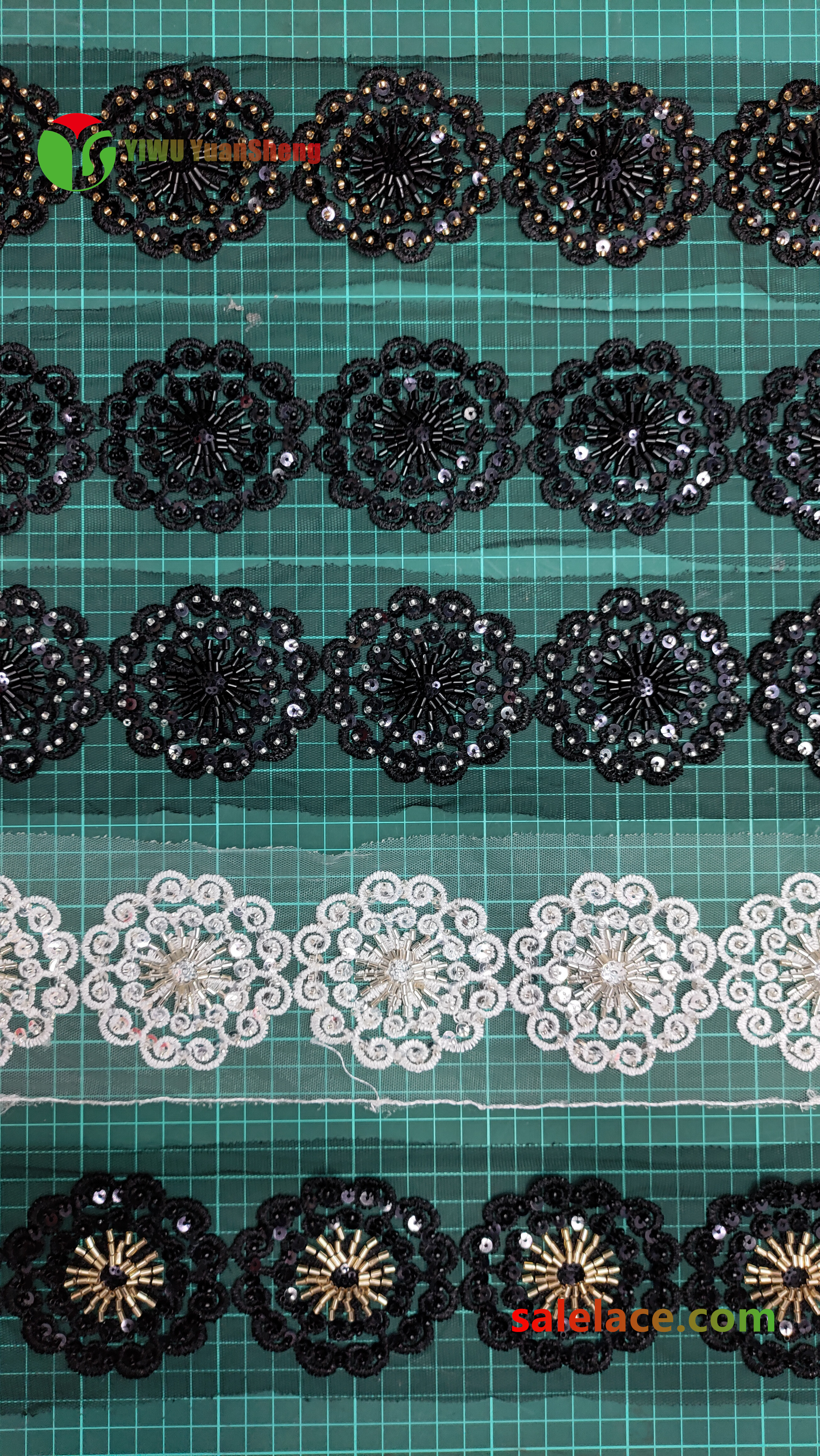 Glass bead mesh lace YS4001#