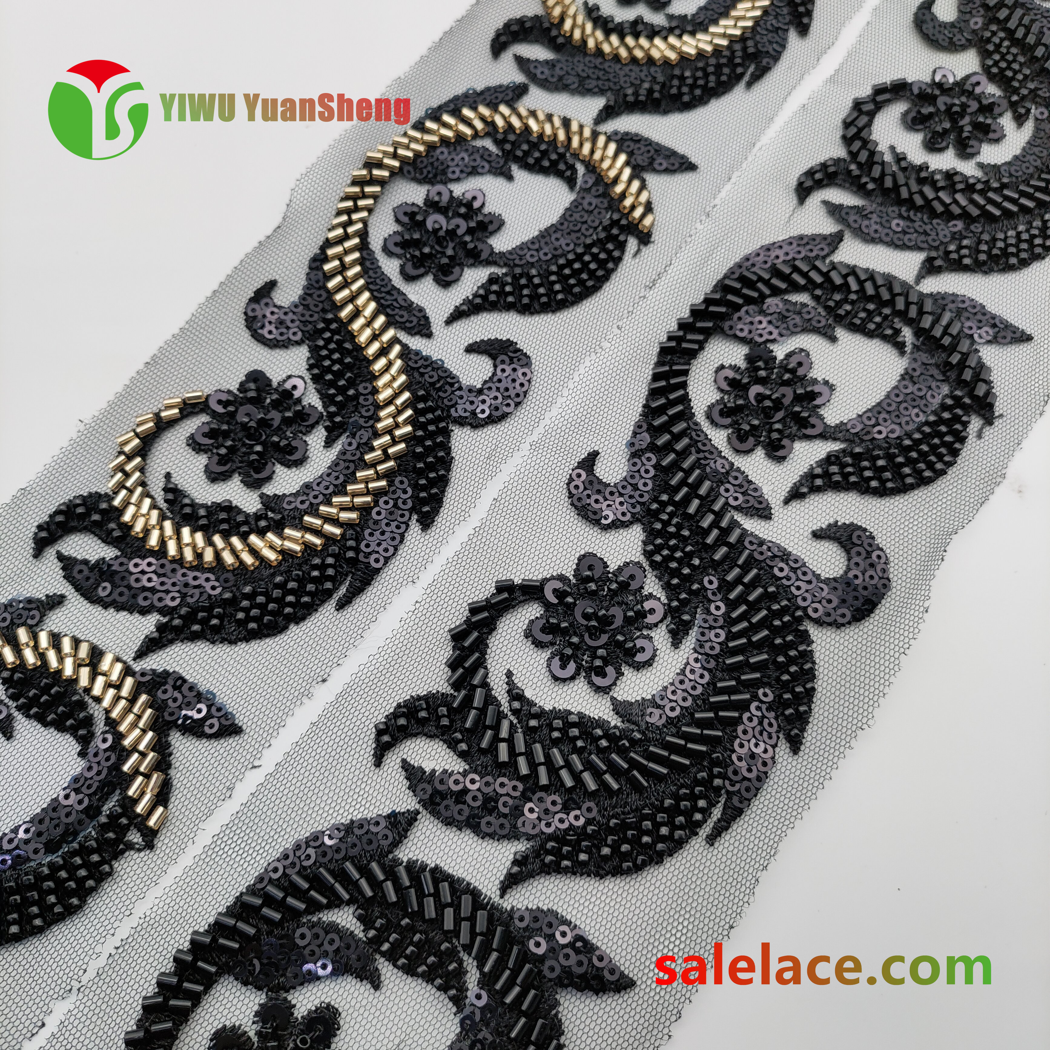 Glass bead mesh lace YS4015#