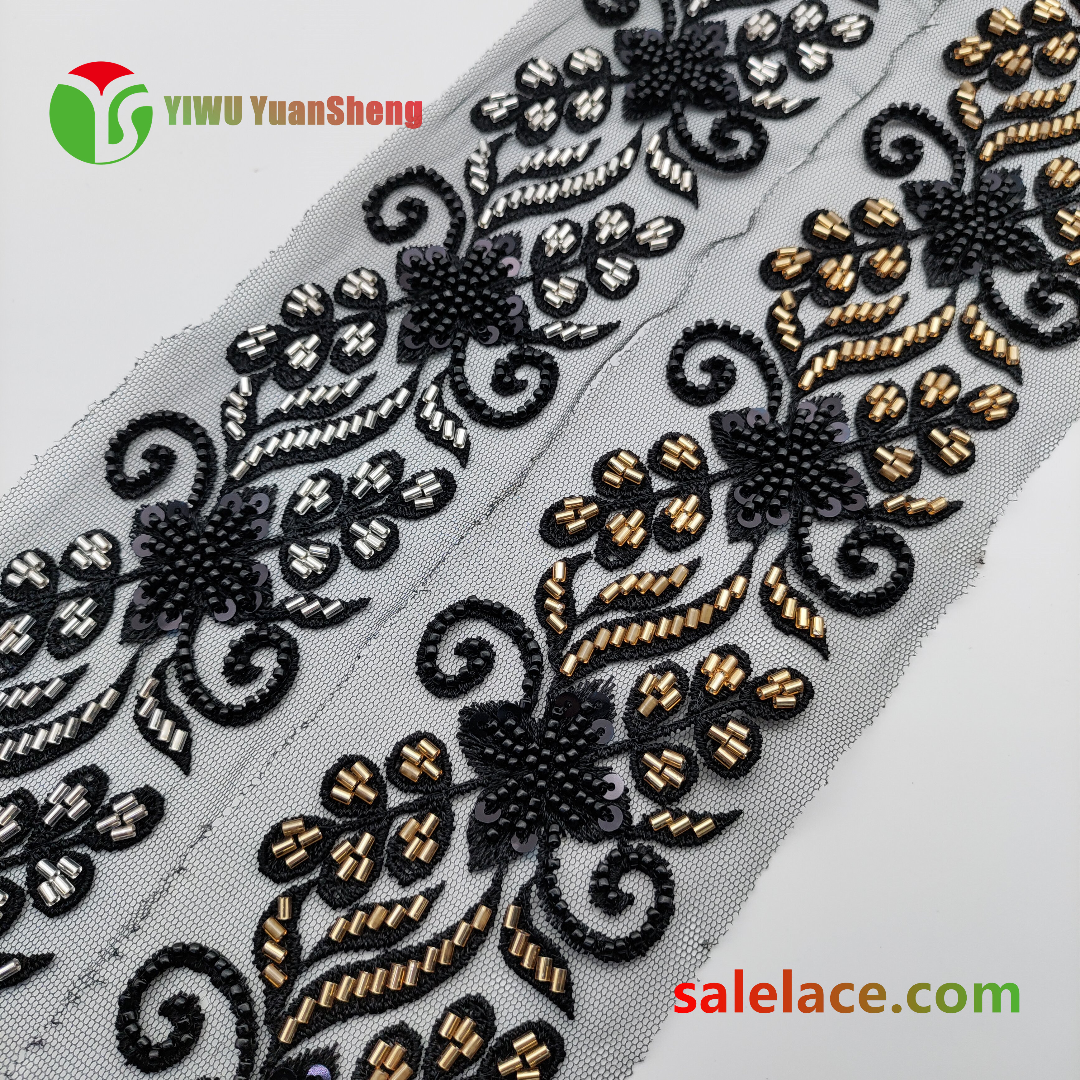 Glass bead mesh lace YS4026#
