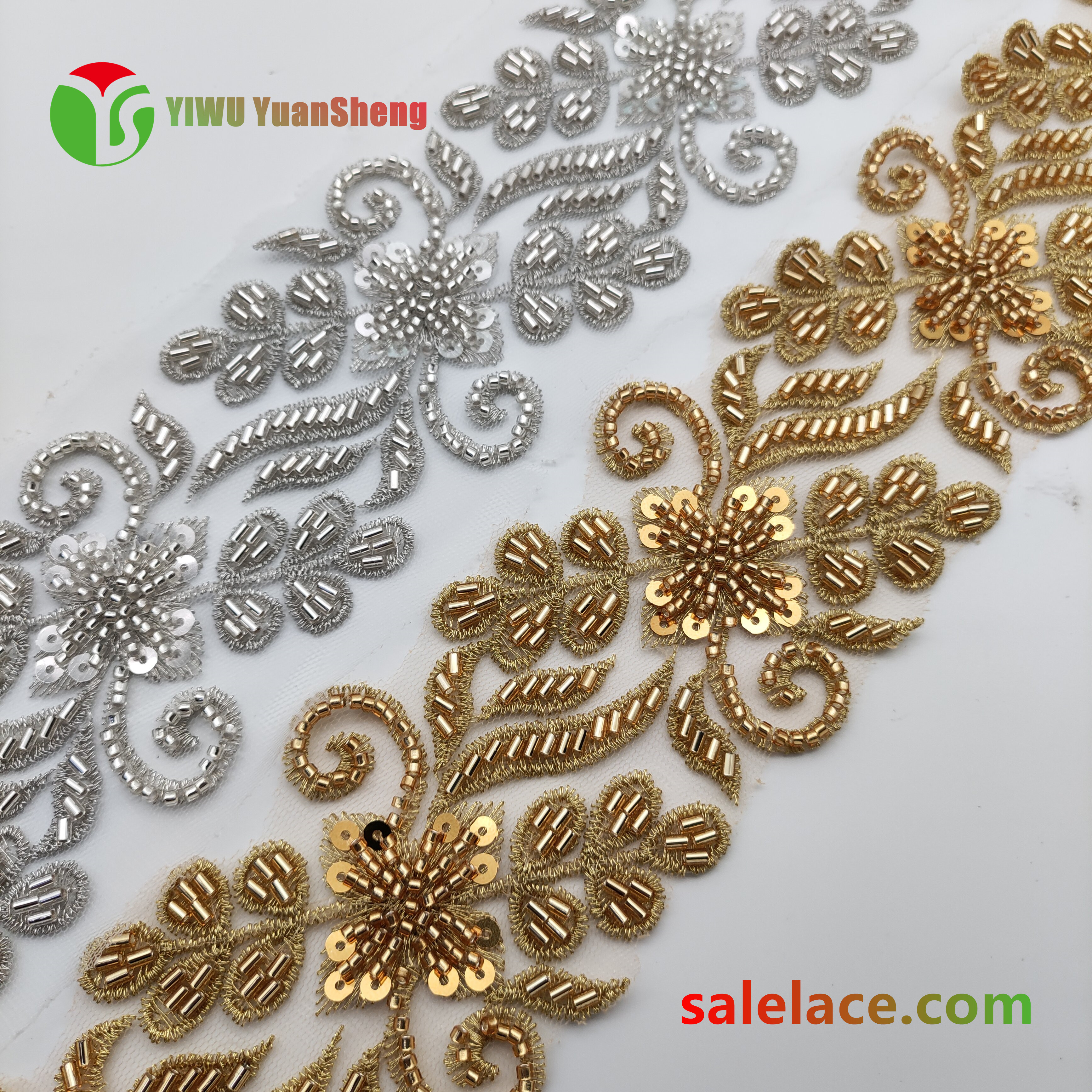 Glass bead mesh lace YS4026#