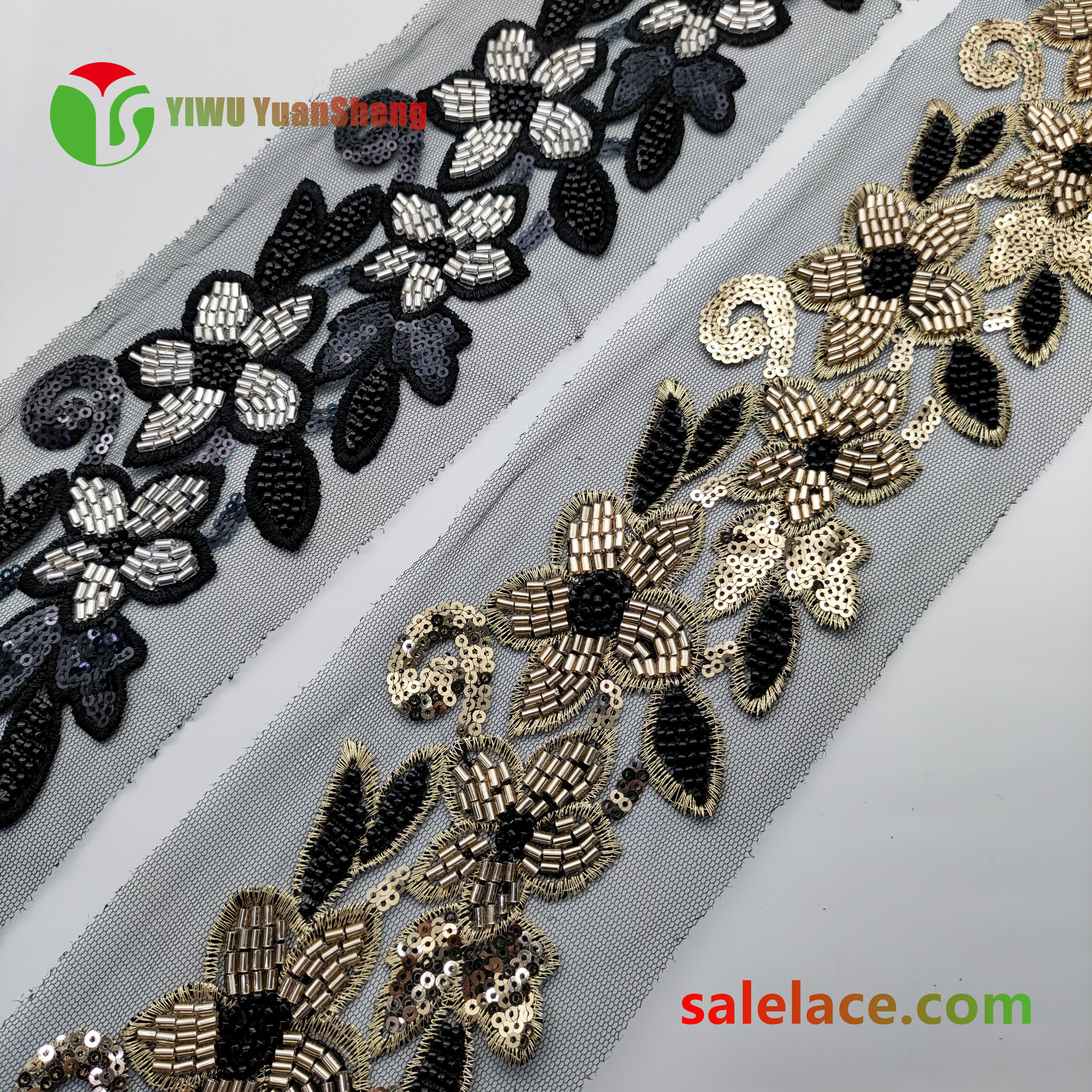 Glass bead mesh lace YS4035#