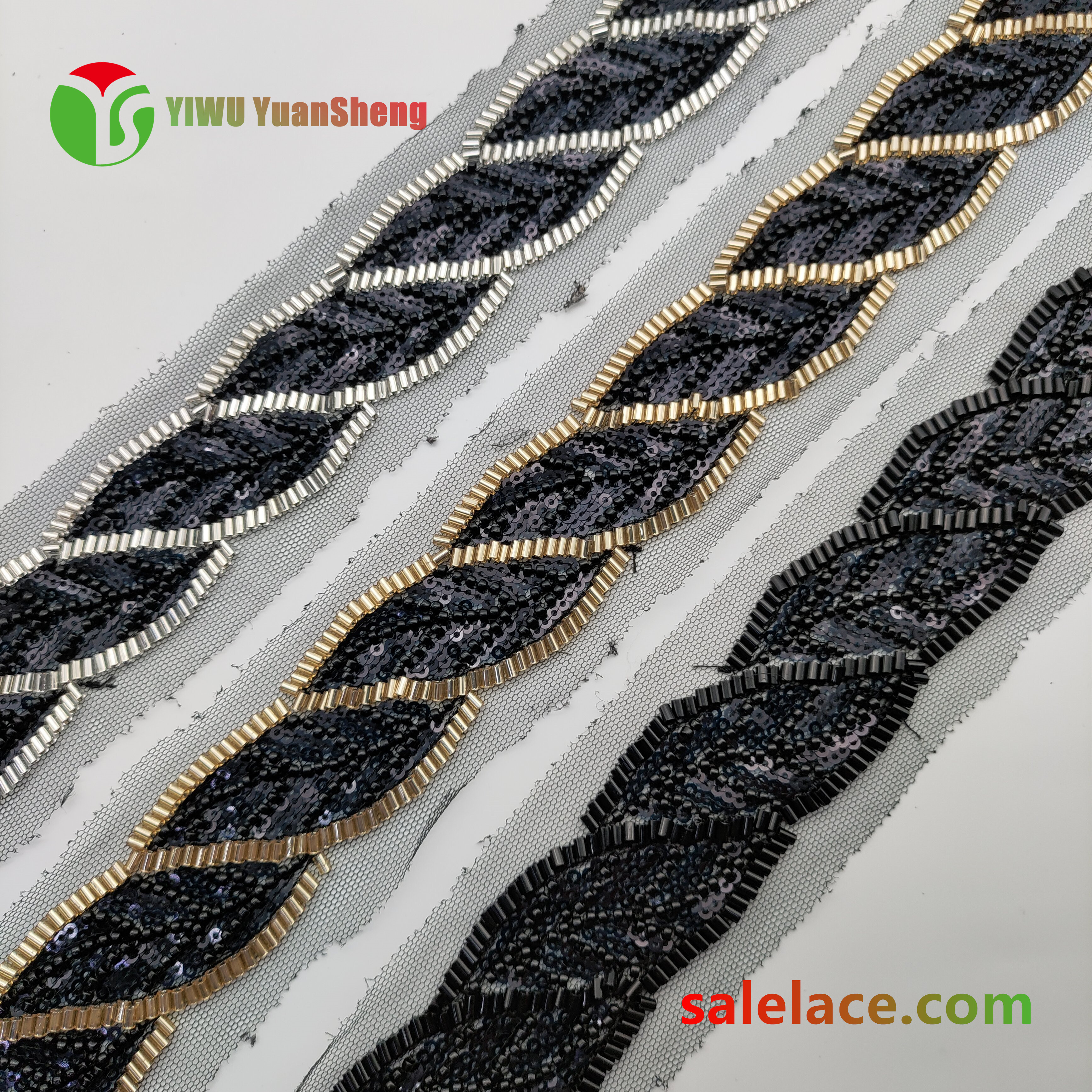 Glass bead mesh lace YS4227#