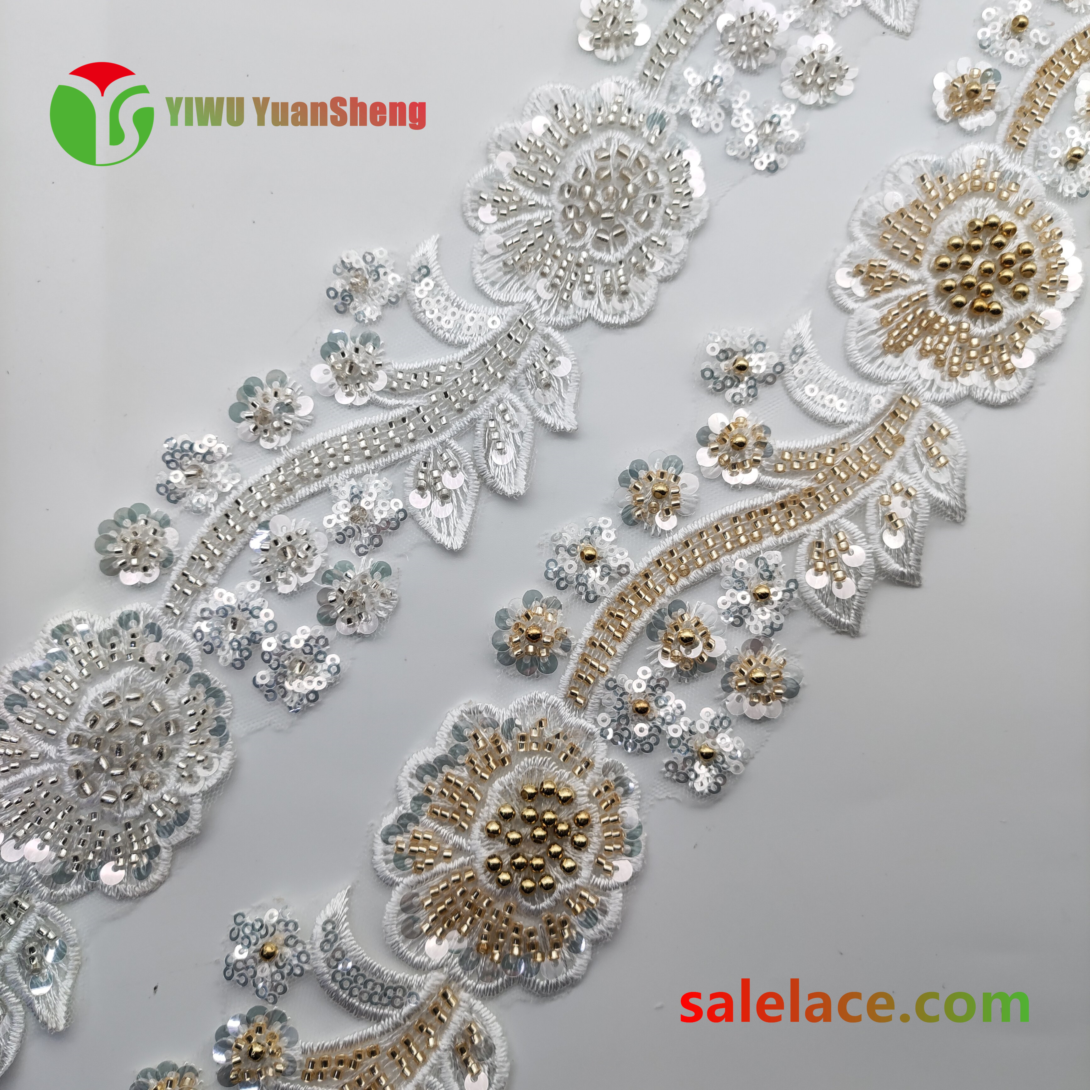 Glass bead mesh lace YS4245#
