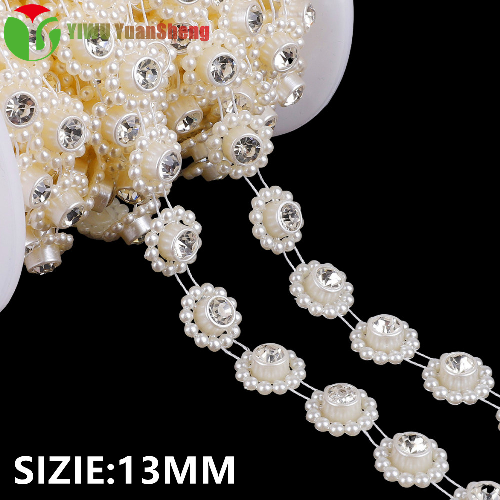 Half Pearl Trim, Flat Back Faux Pearl Beads, Half Pearl Craft Bead Strand Chain, 4mm 6mm 8mm 13mm. White Cream Color