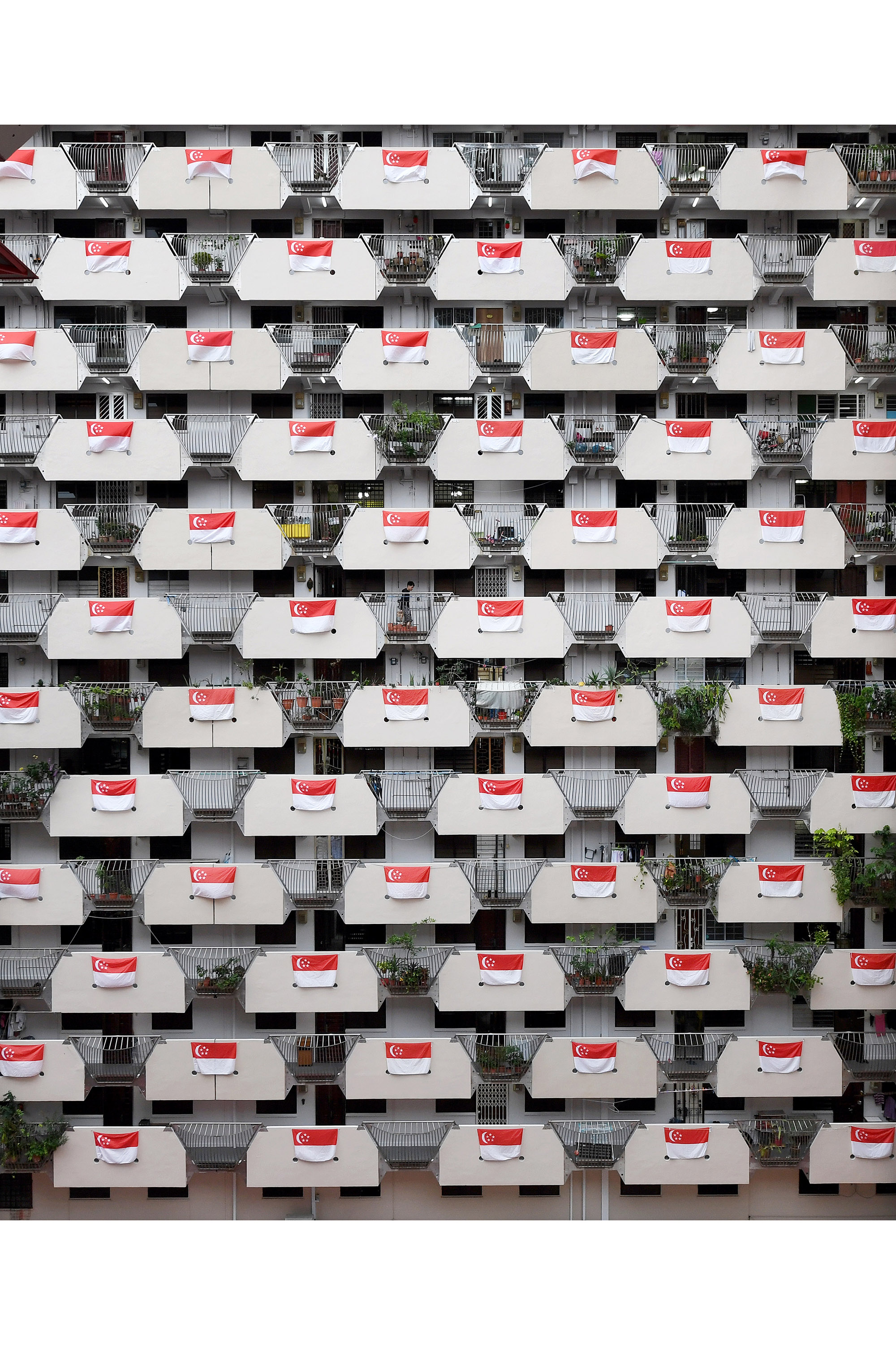Singapore flags on display